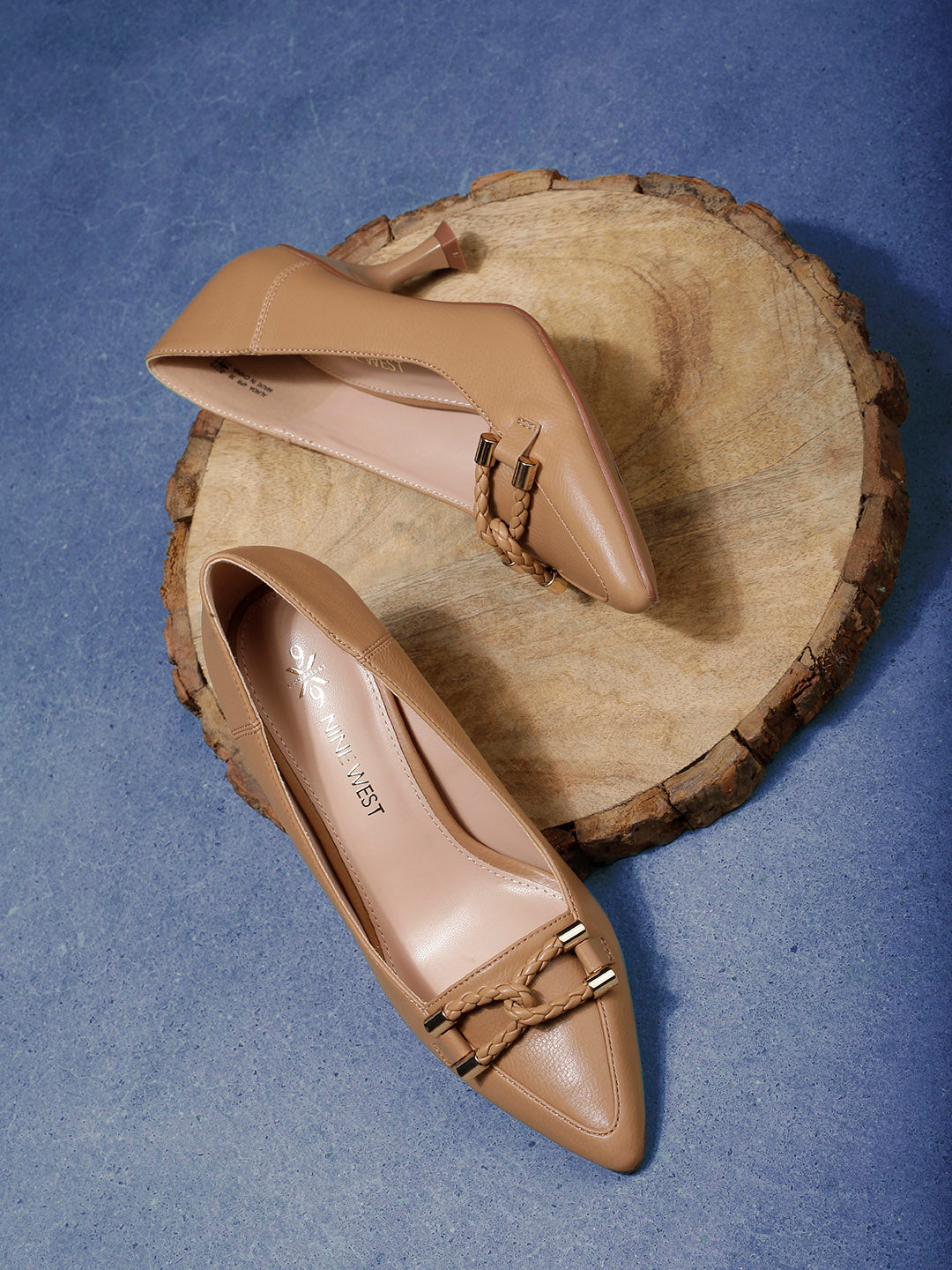 Nine West Women Pointed-Toe Kitten Heel Pump - Light Brown - View 6