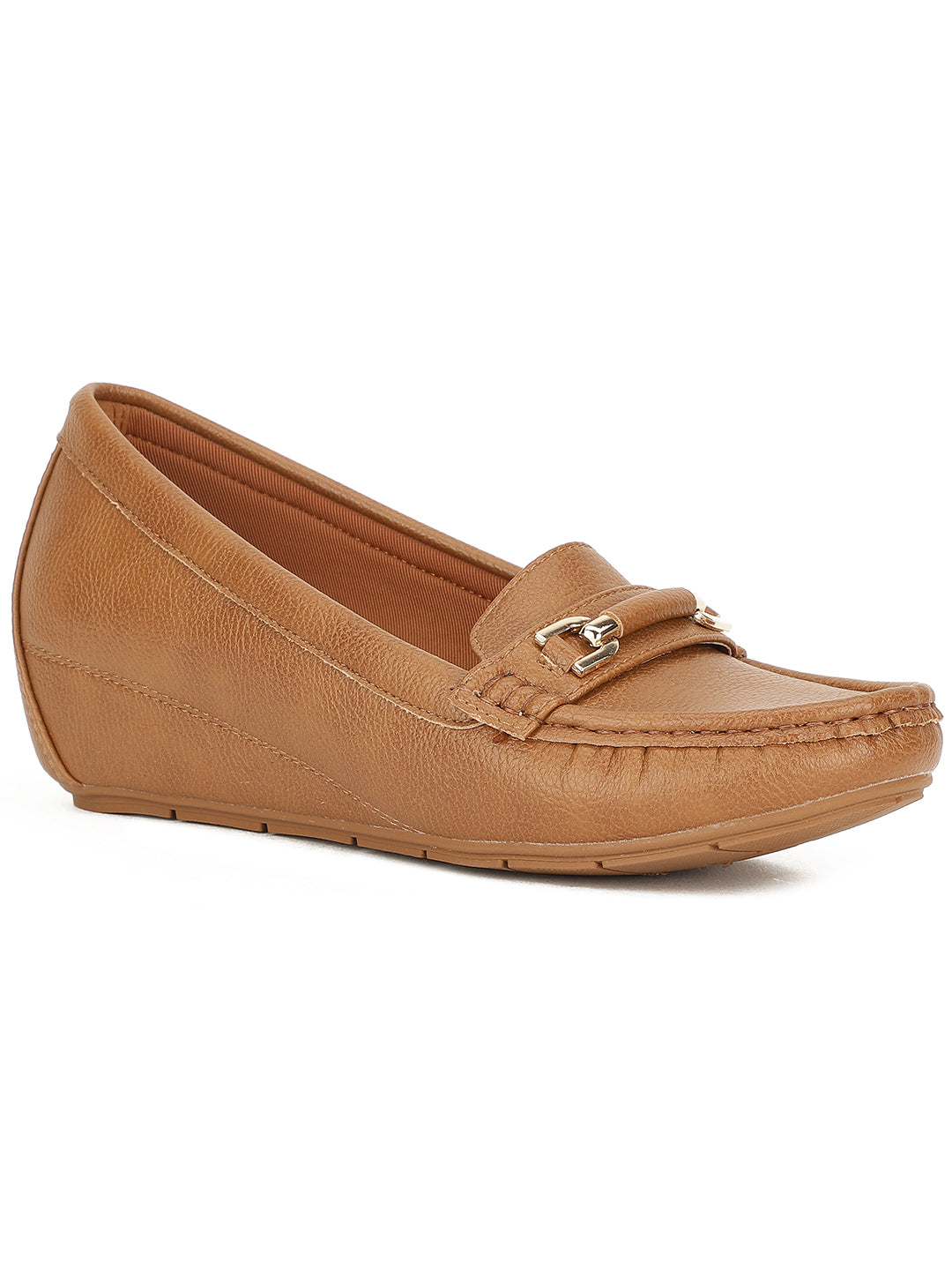 Bata Women Tan Wedge Heel Slip-on Loafers - Tan - View 1