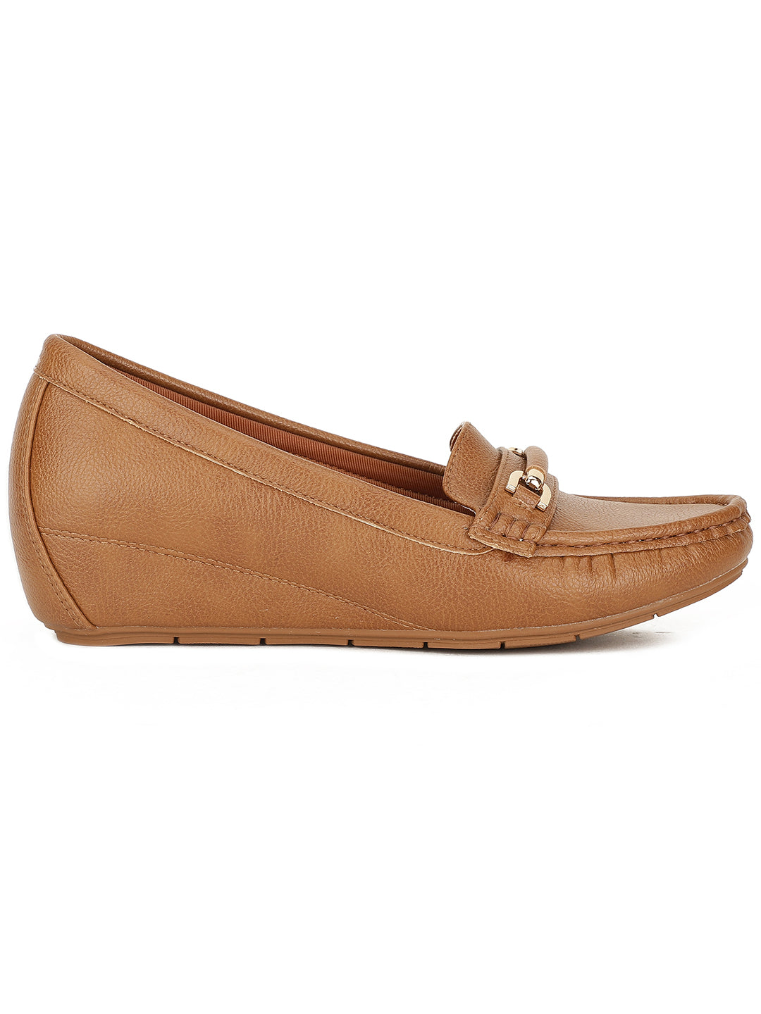 Bata Women Tan Wedge Heel Slip-on Loafers - Tan - View 2