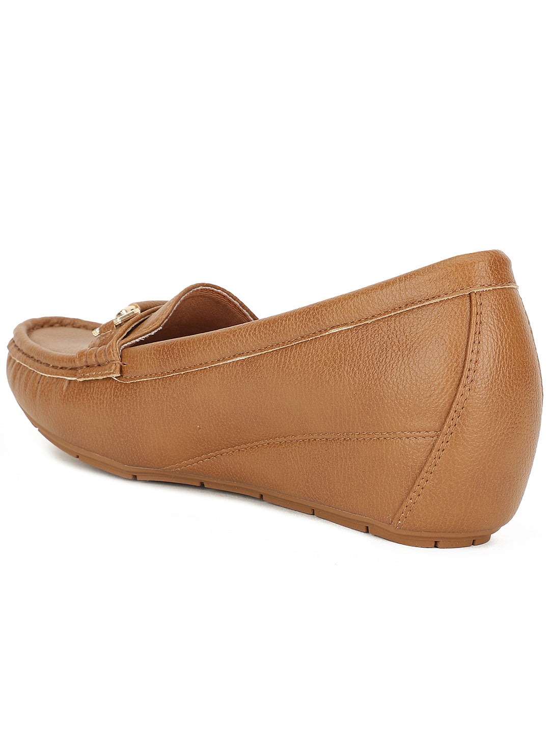 Bata Women Tan Wedge Heel Slip-on Loafers - Tan - View 3