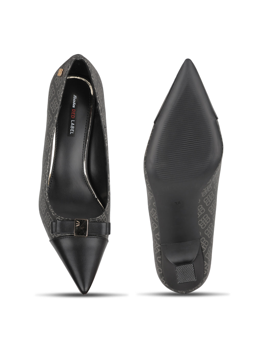 Bata Women Black Pointed-Toe Kitten Heel Pump - Black - View 4