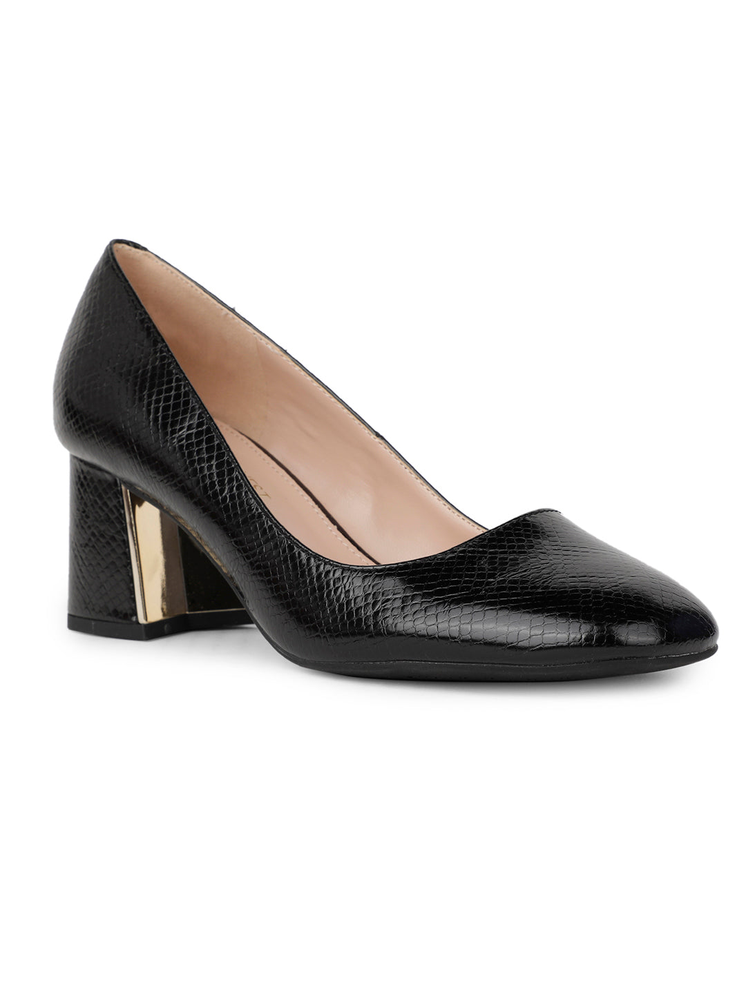 Nine West Women Round-Toe Block Heel Pump - Black - View 1