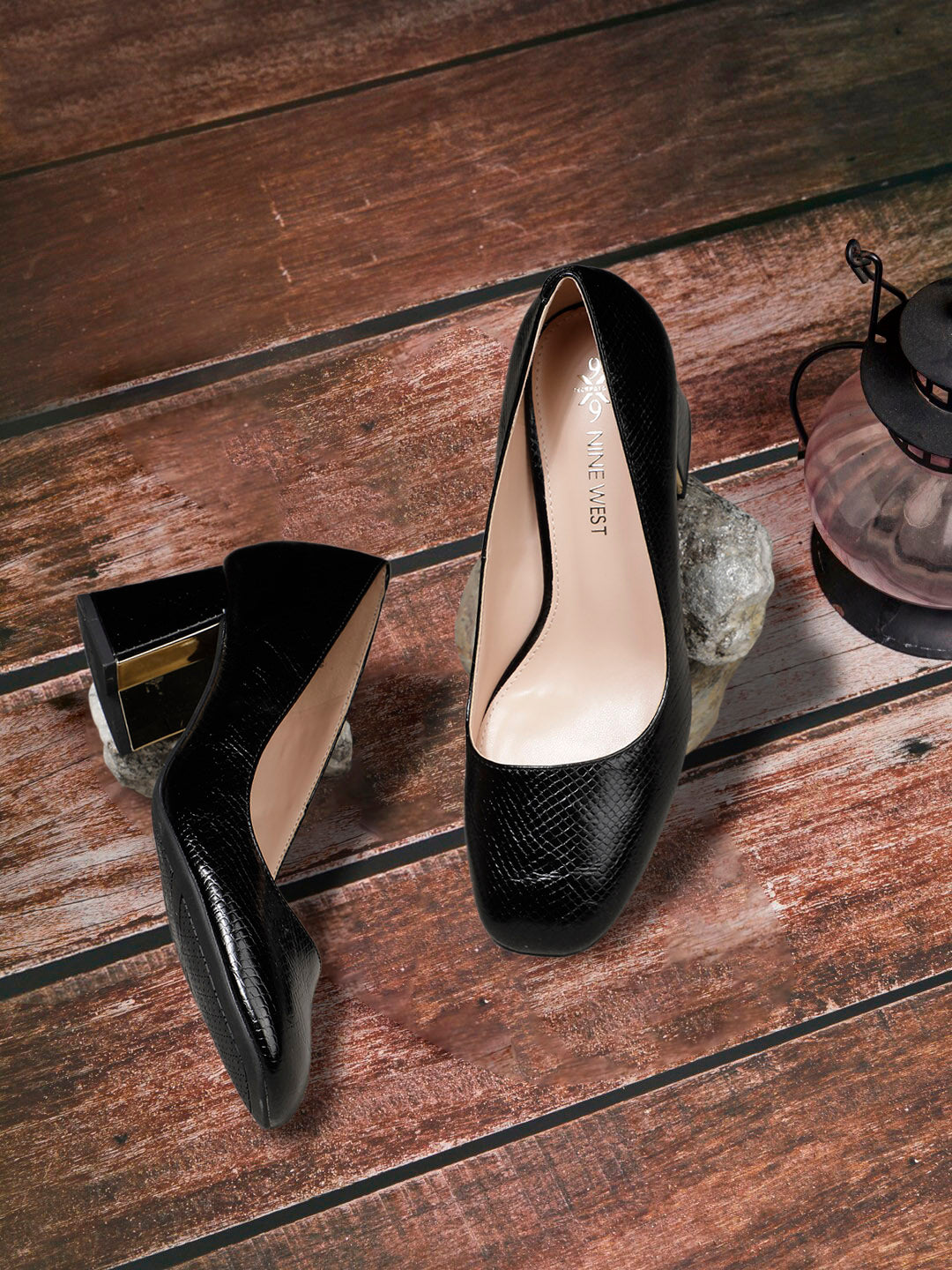 Nine West Women Round-Toe Block Heel Pump - Black - View 6