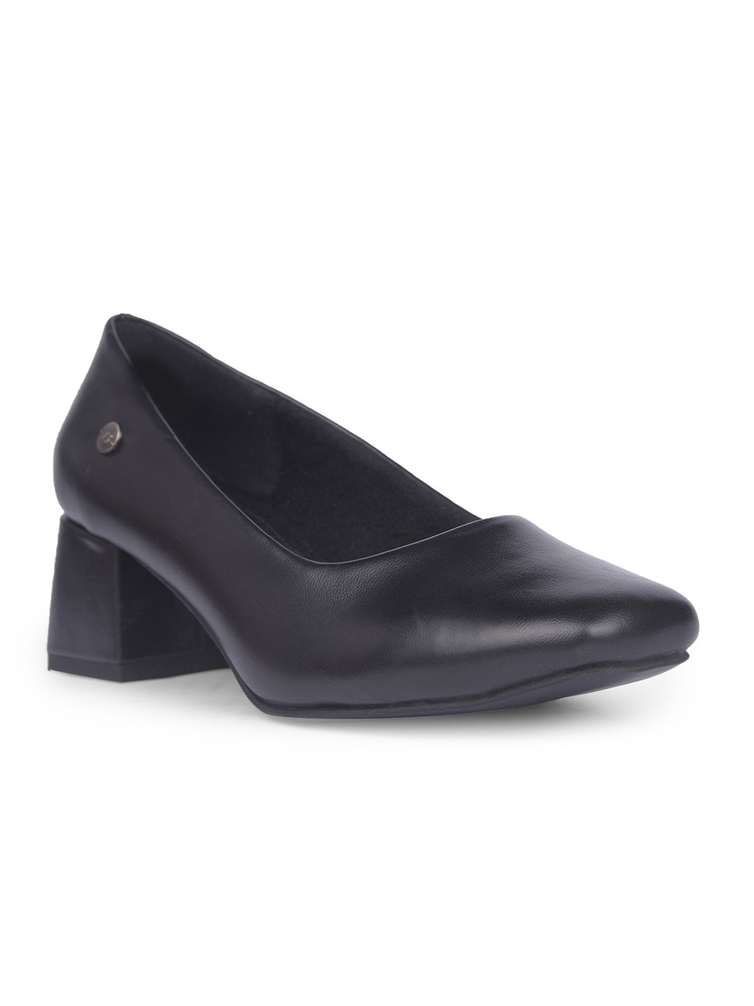 Bata Women Black Round-Toe Block Heel Pump - Black - View 1