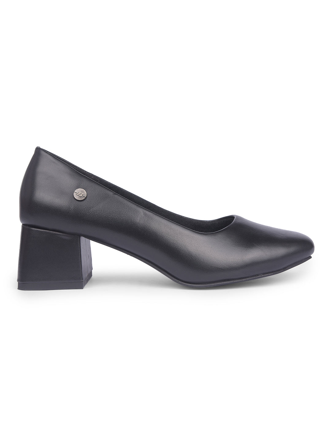 Bata Women Black Round-Toe Block Heel Pump - Black - View 2