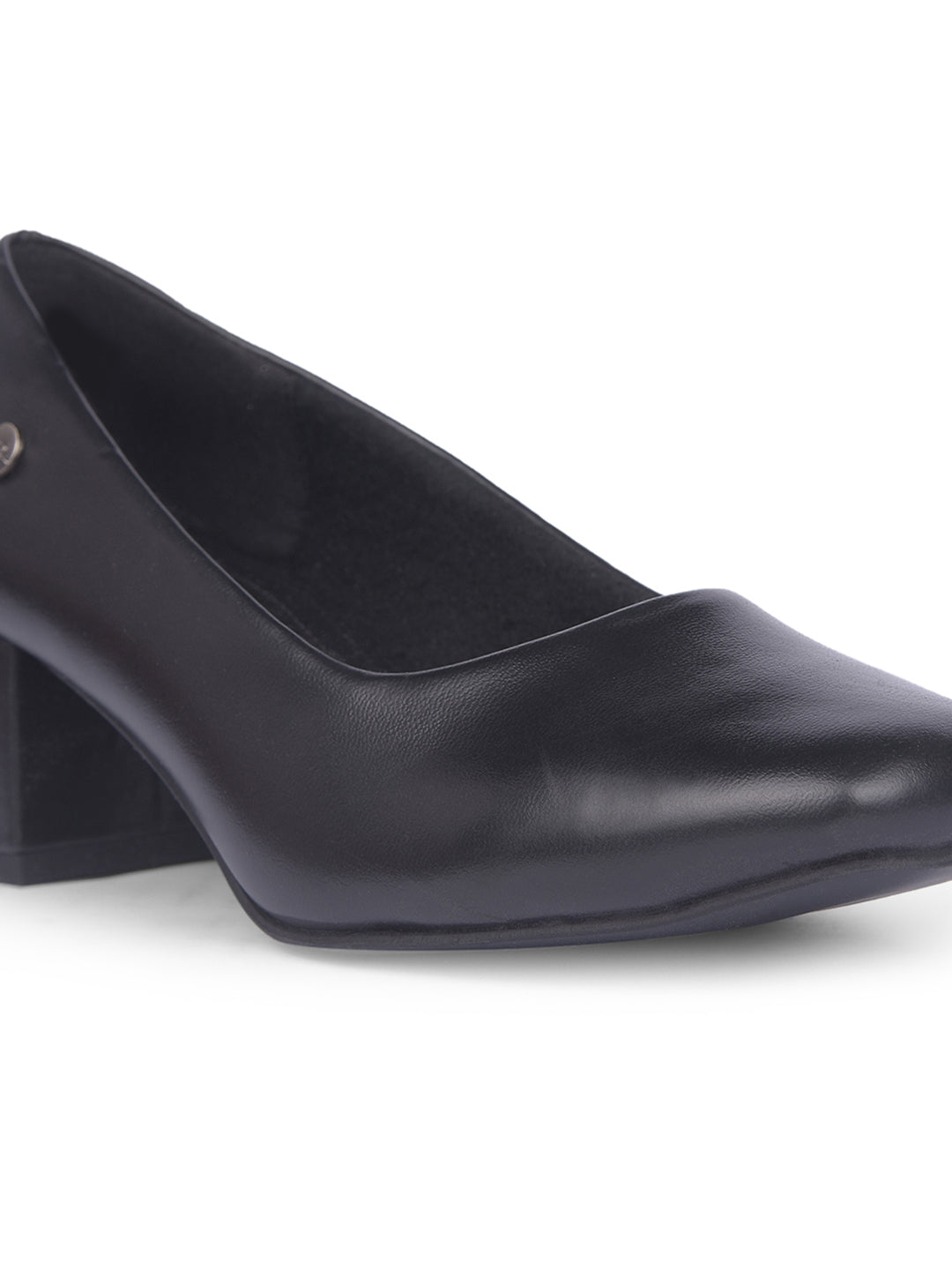 Bata Women Black Round-Toe Block Heel Pump - Black - View 5