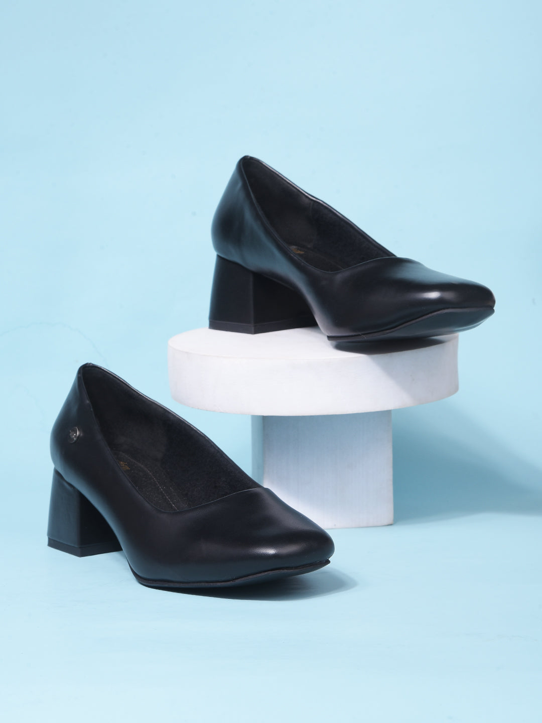 Bata Women Black Round-Toe Block Heel Pump - Black - View 6
