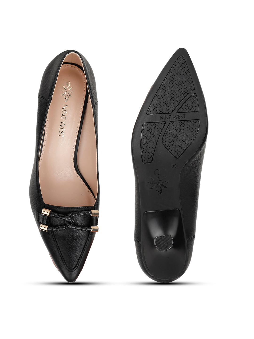 Nine West Women Pointed-Toe Kitten Heel Pump - Black - View 4