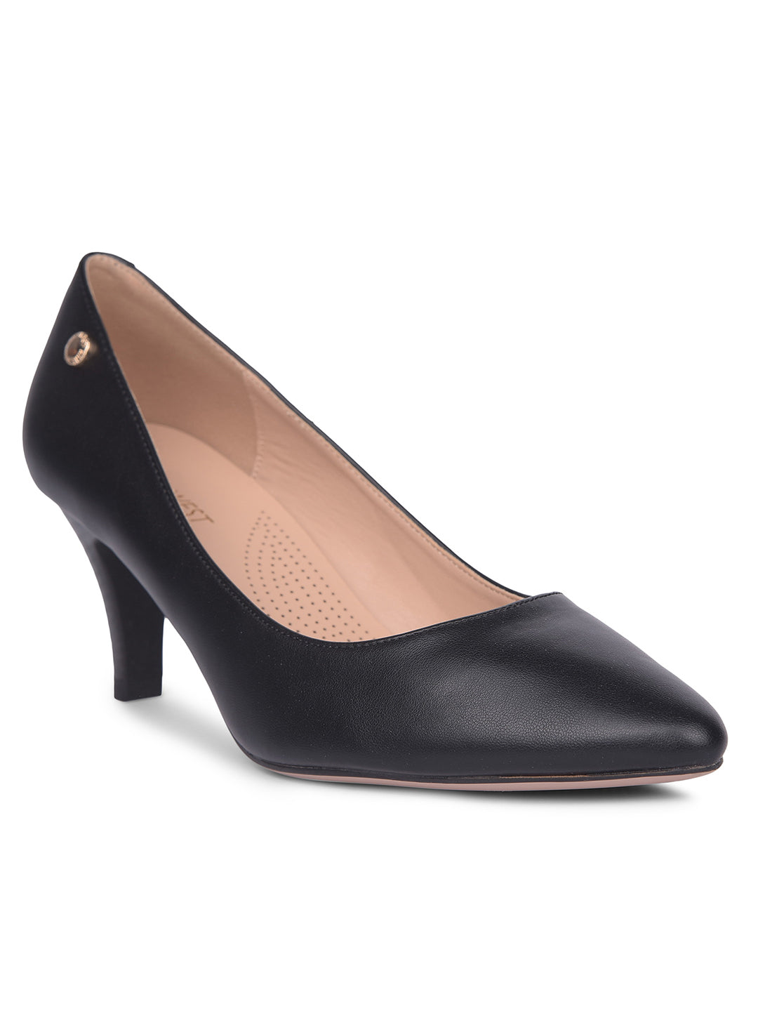Nine West Women Black Pointed-Toe Kitten Heel Pump - Black - View 1