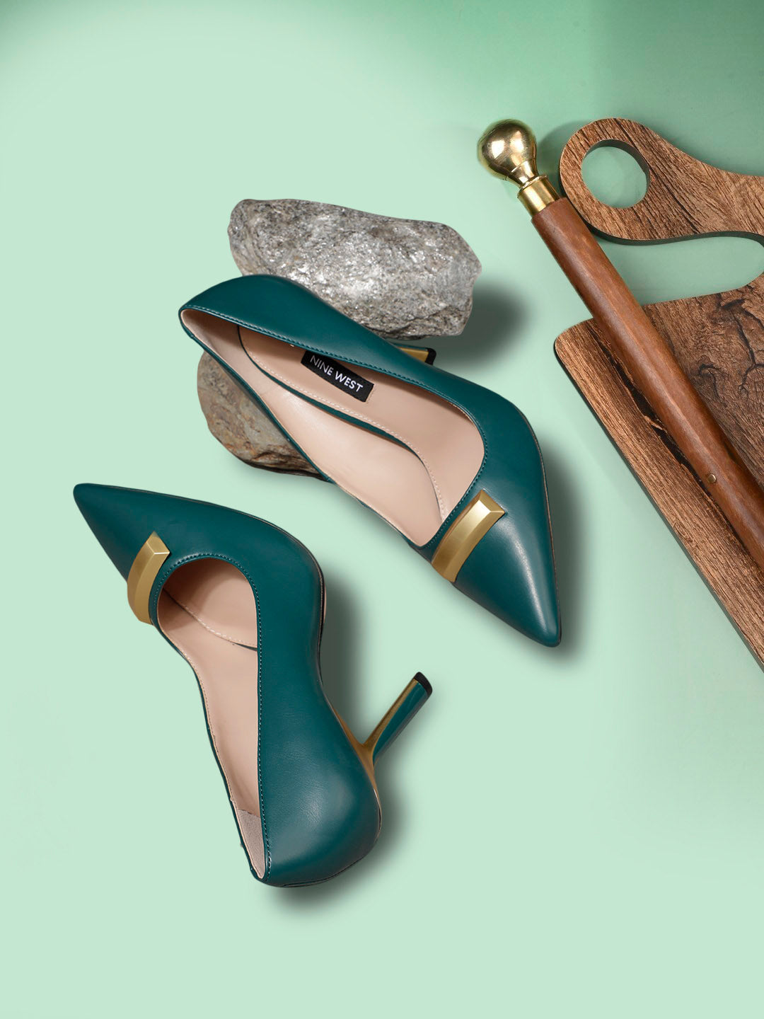 Nine West Women Pointed-Toe Stiletto Heel Pump - Dark Green - View 6