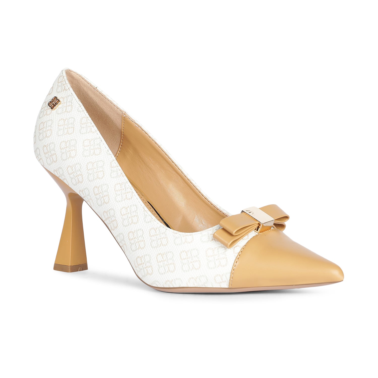 Bata Women Beige Pointed-Toe Kitten Heel Pump - Beige - View 1