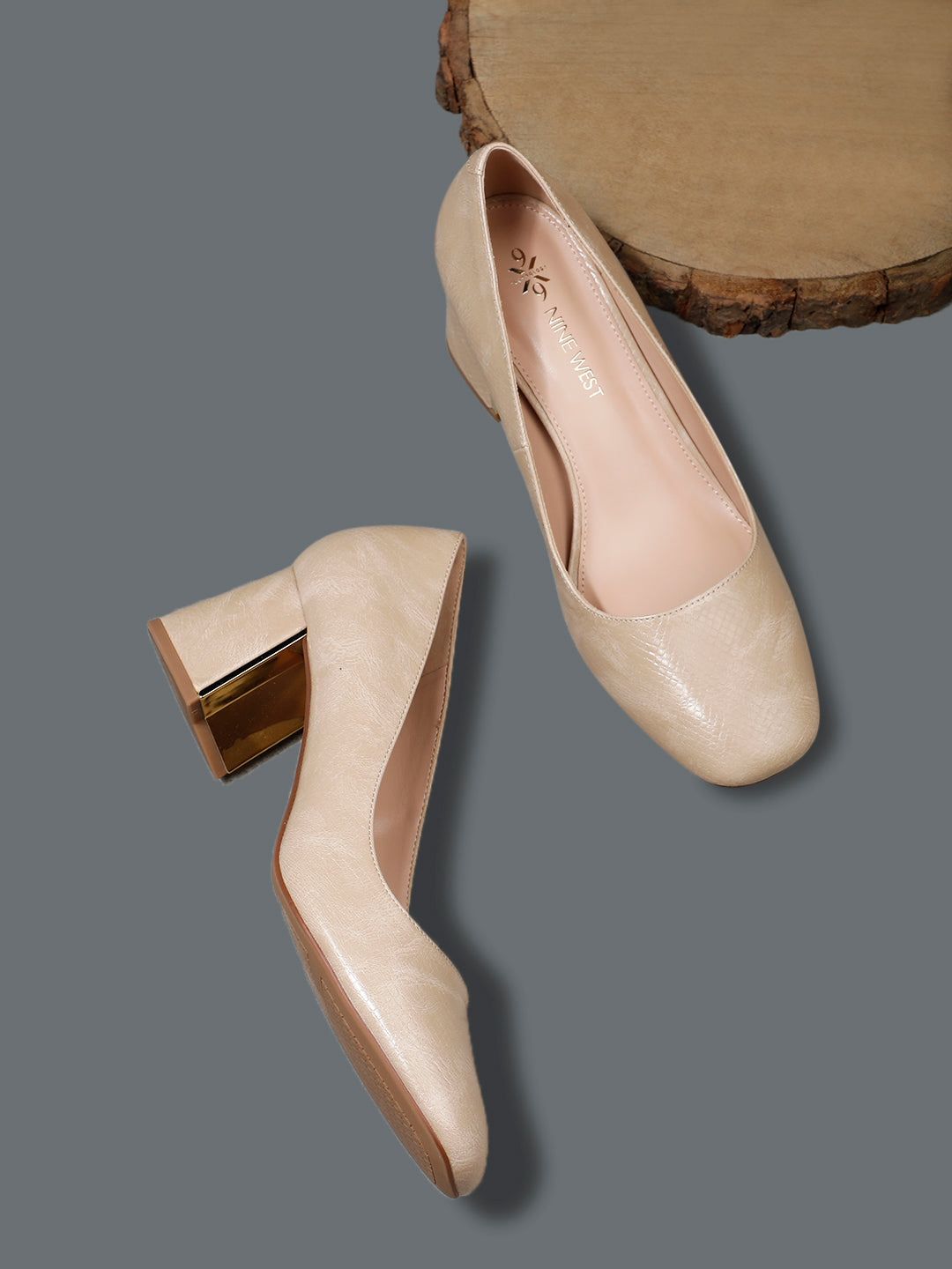 Nine West Women Pointed-Toe Block Heel Pump - Beige - View 6