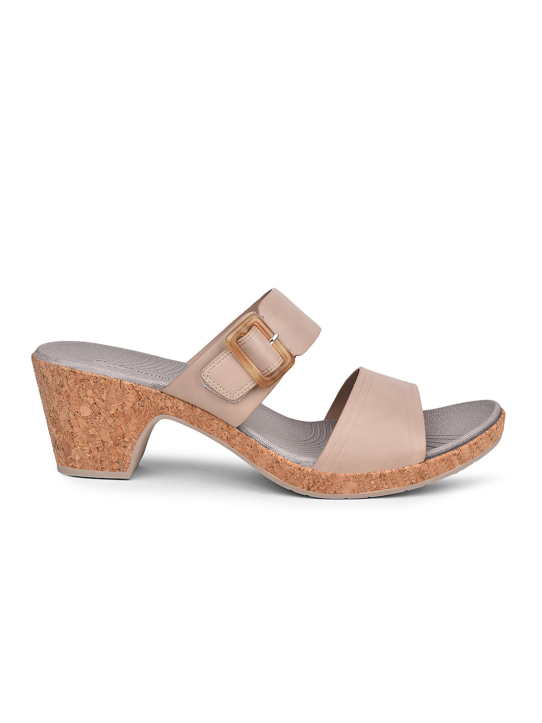 Bata Comfit Women Beige Block Heel Mule Sandal - Beige - View 2