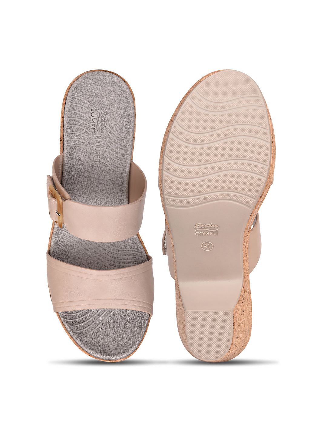 Bata Comfit Women Beige Block Heel Mule Sandal - Beige - View 4