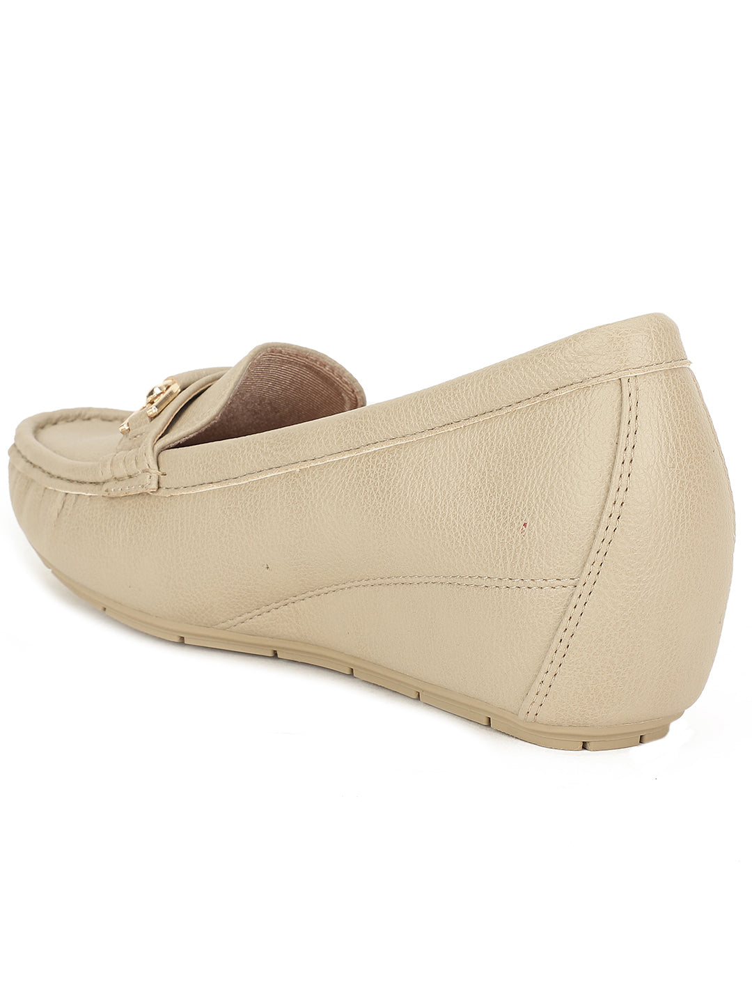 Bata Women Beige Wedge Heel Slip-on Loafers - Beige - View 3