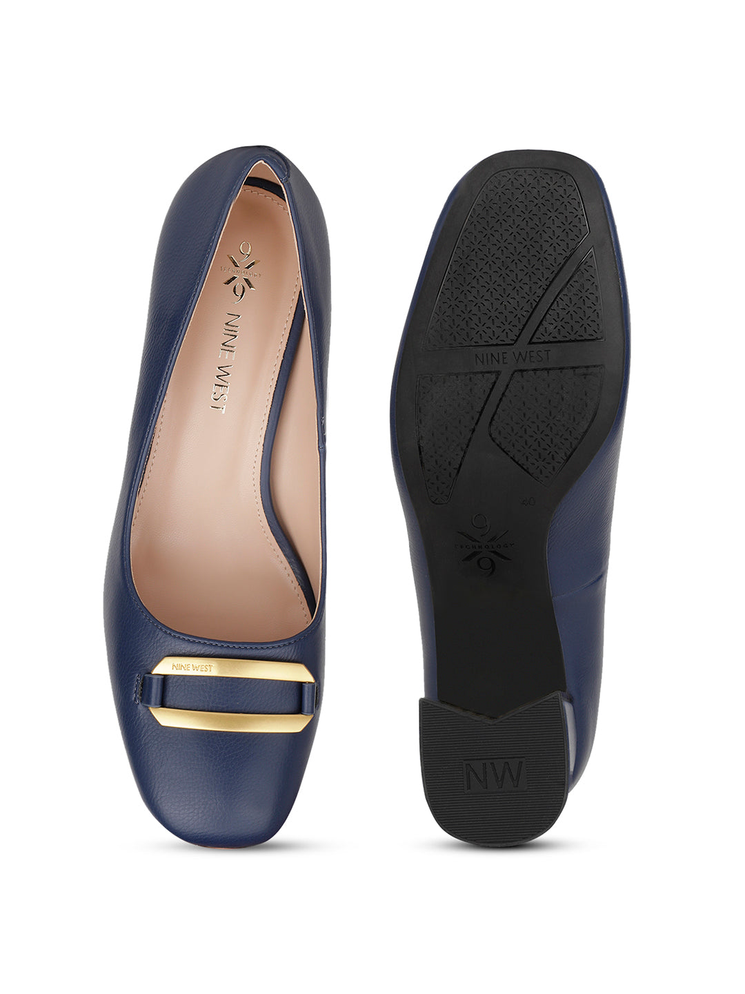 Nine West Women Pointed-Toe Block Heel Pump - Navy Blue - View 4