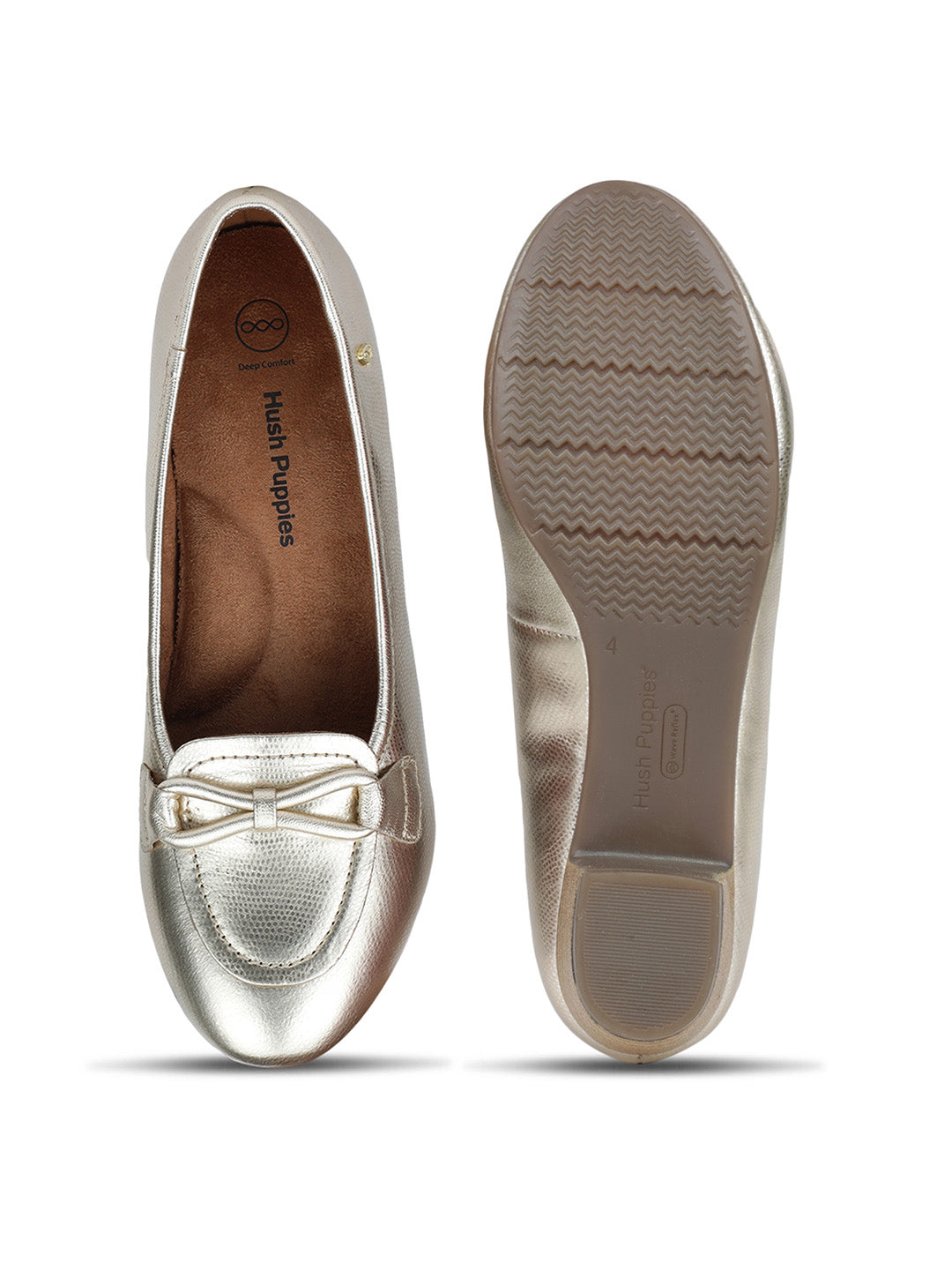 Hush Puppies Women Gold Pointed-Toe Block Heel Pump - Gold - View 4