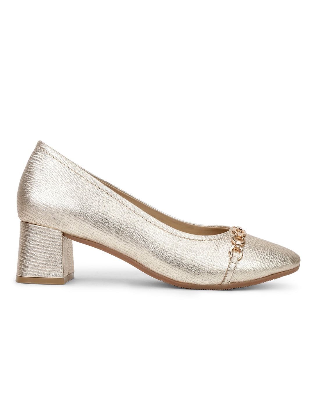 Hush Puppies Women Gold Pointed-Toe Block Heel Pump - Gold - View 2