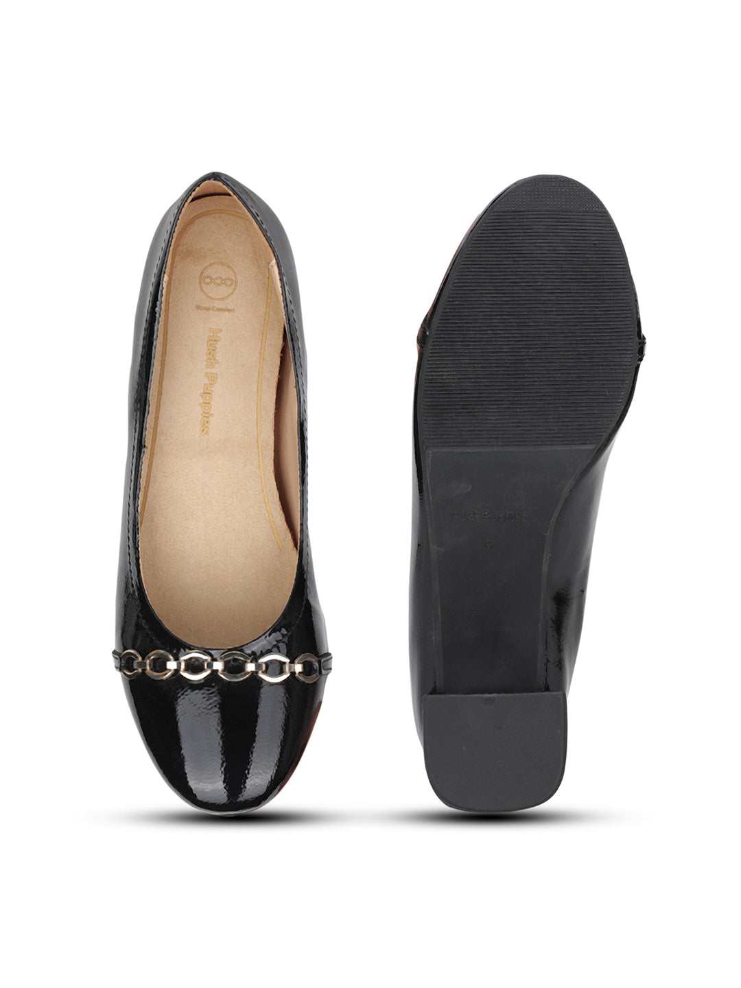 Hush Puppies Women Black Block Heel Ballerina - Black - View 4