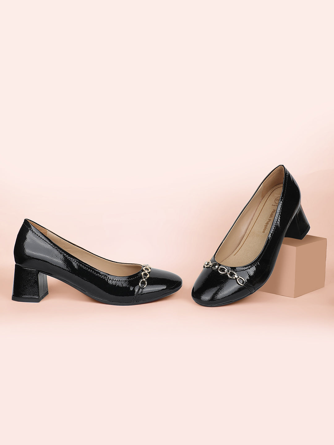 Hush Puppies Women Black Block Heel Ballerina - Black - View 6