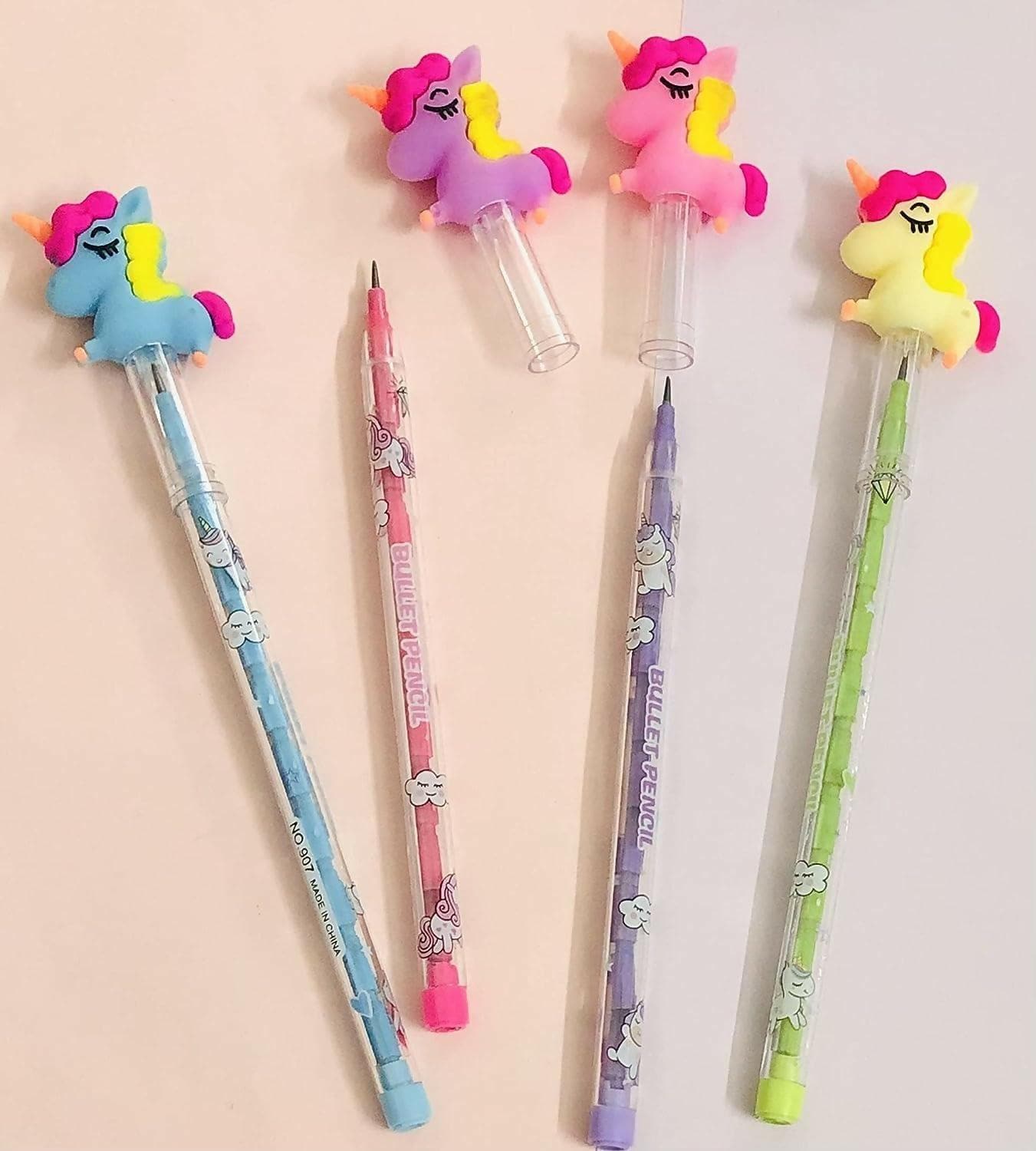 Unicorn Theme Beautiful Designer Pencils (Pack Of 4) - HalfPe