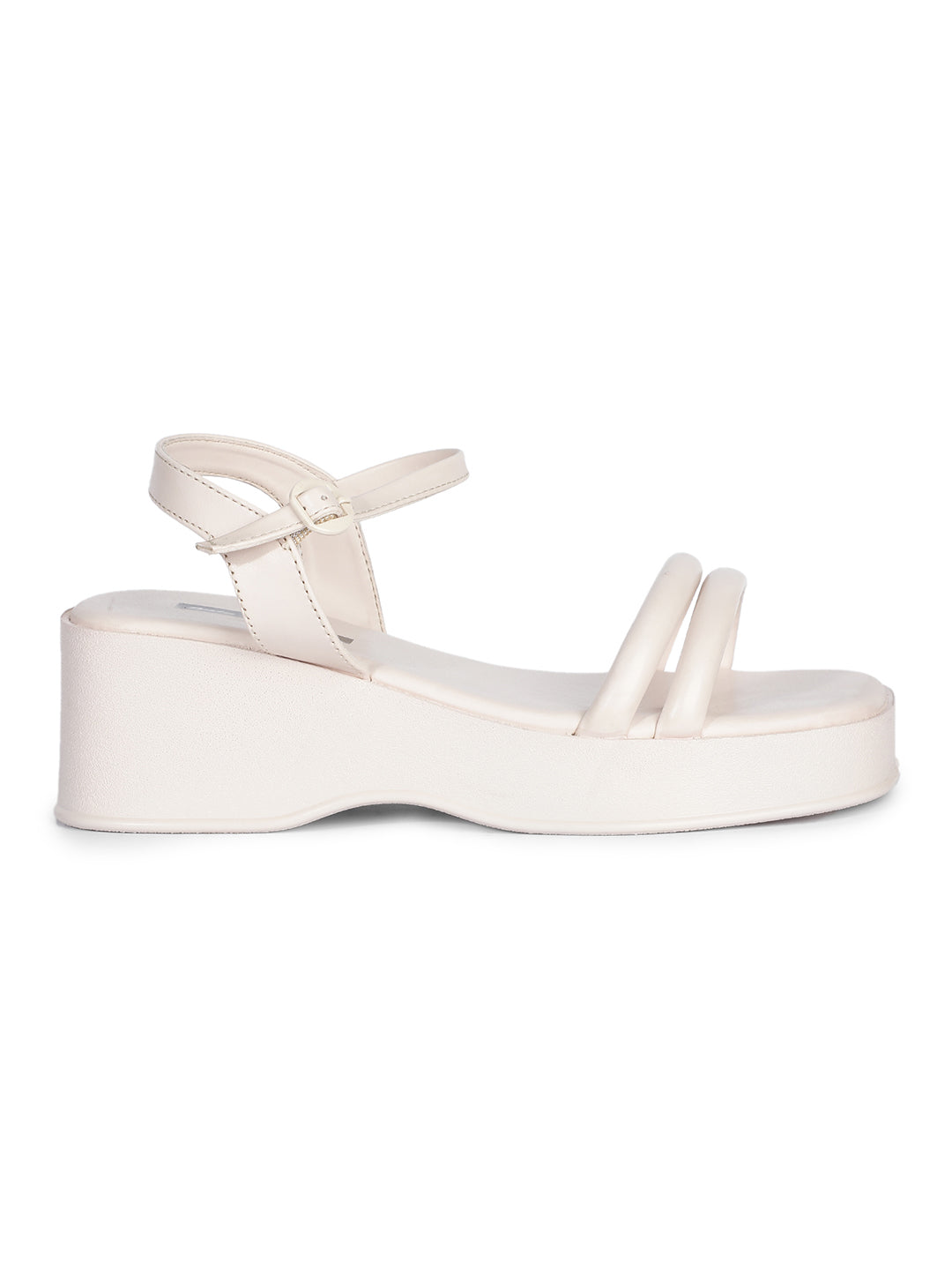 Bata Women Off White Ankle Strap Wedge Heel Sandal - Off White - View 2