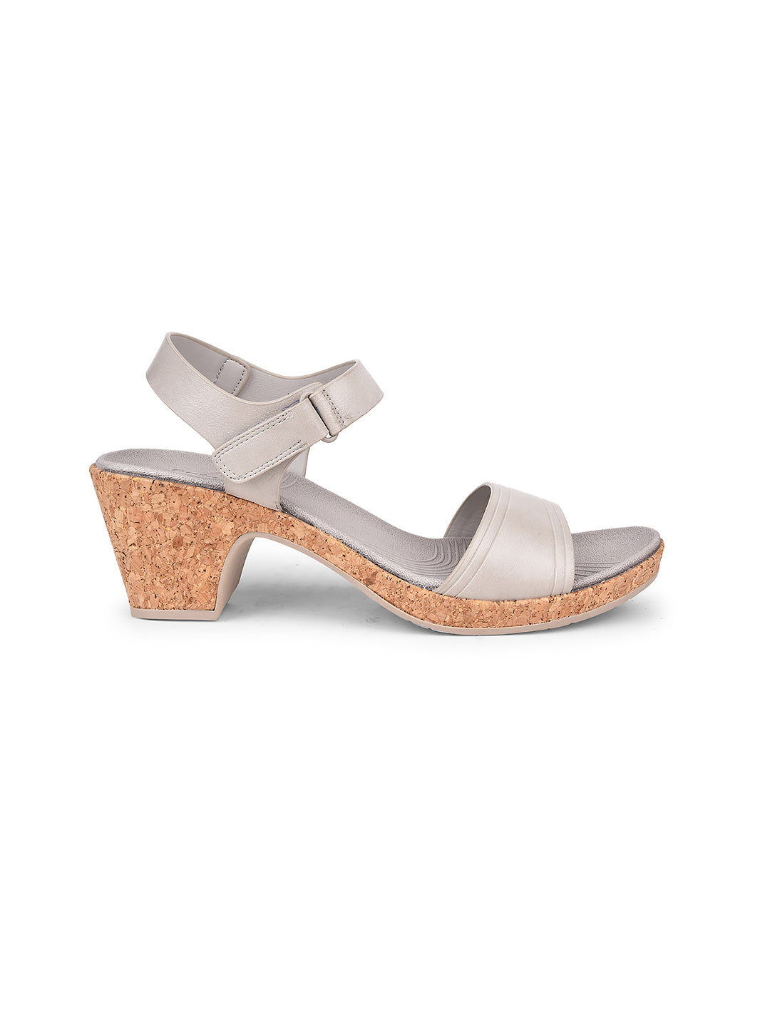 Bata Comfit Women Grey Velcro Strap Block Heel Sandal - Grey - View 2
