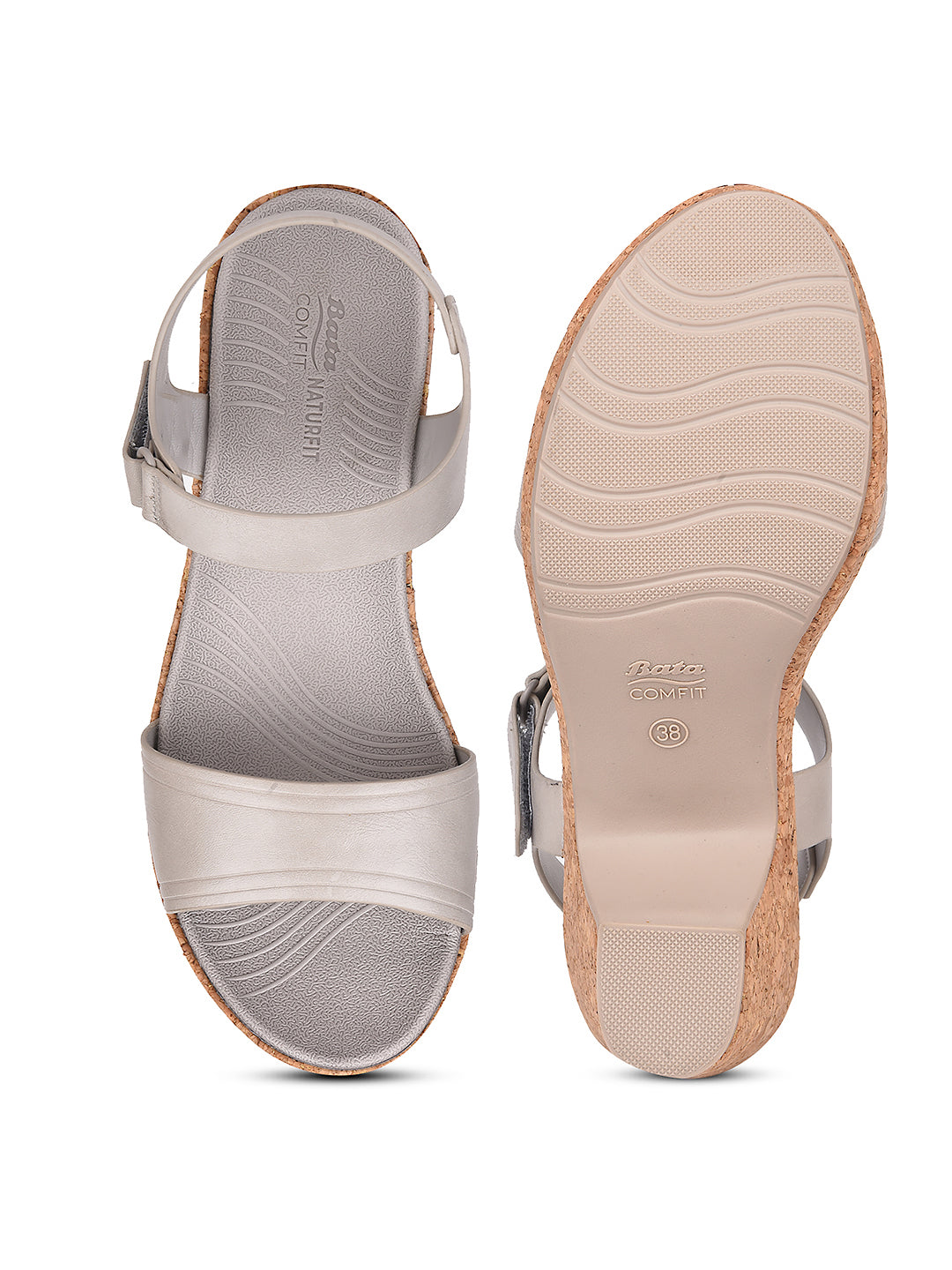 Bata Comfit Women Grey Velcro Strap Block Heel Sandal - Grey - View 4