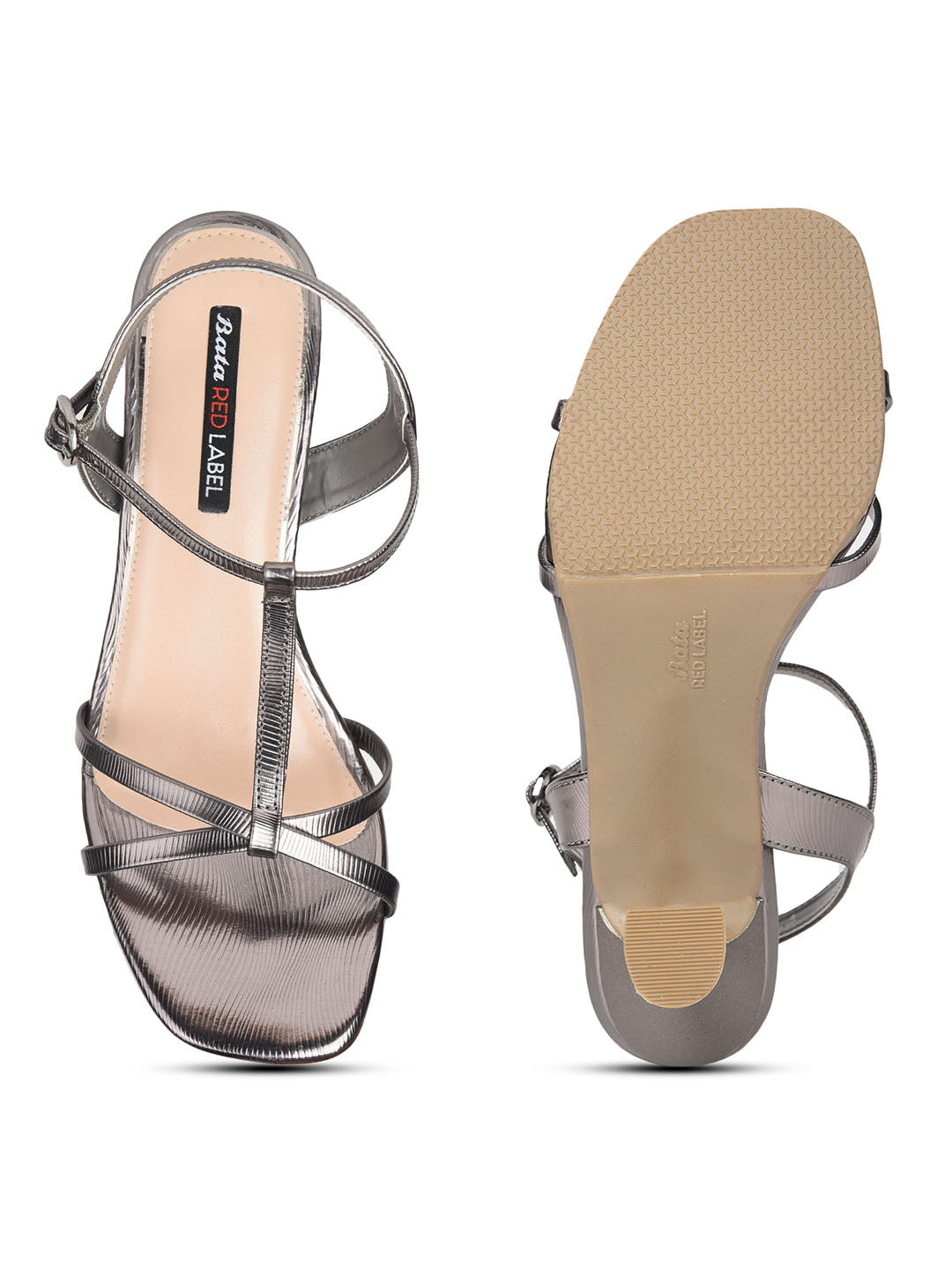 Bata Women Gunmetal Ankle Strap Spool Heel Sandal - Gunmetal - View 4