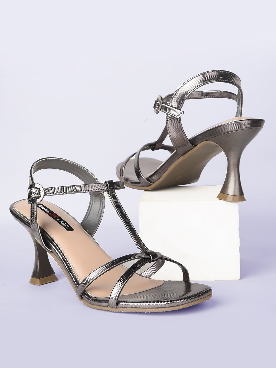 Bata Women Gunmetal Ankle Strap Spool Heel Sandal - Gunmetal - View 6