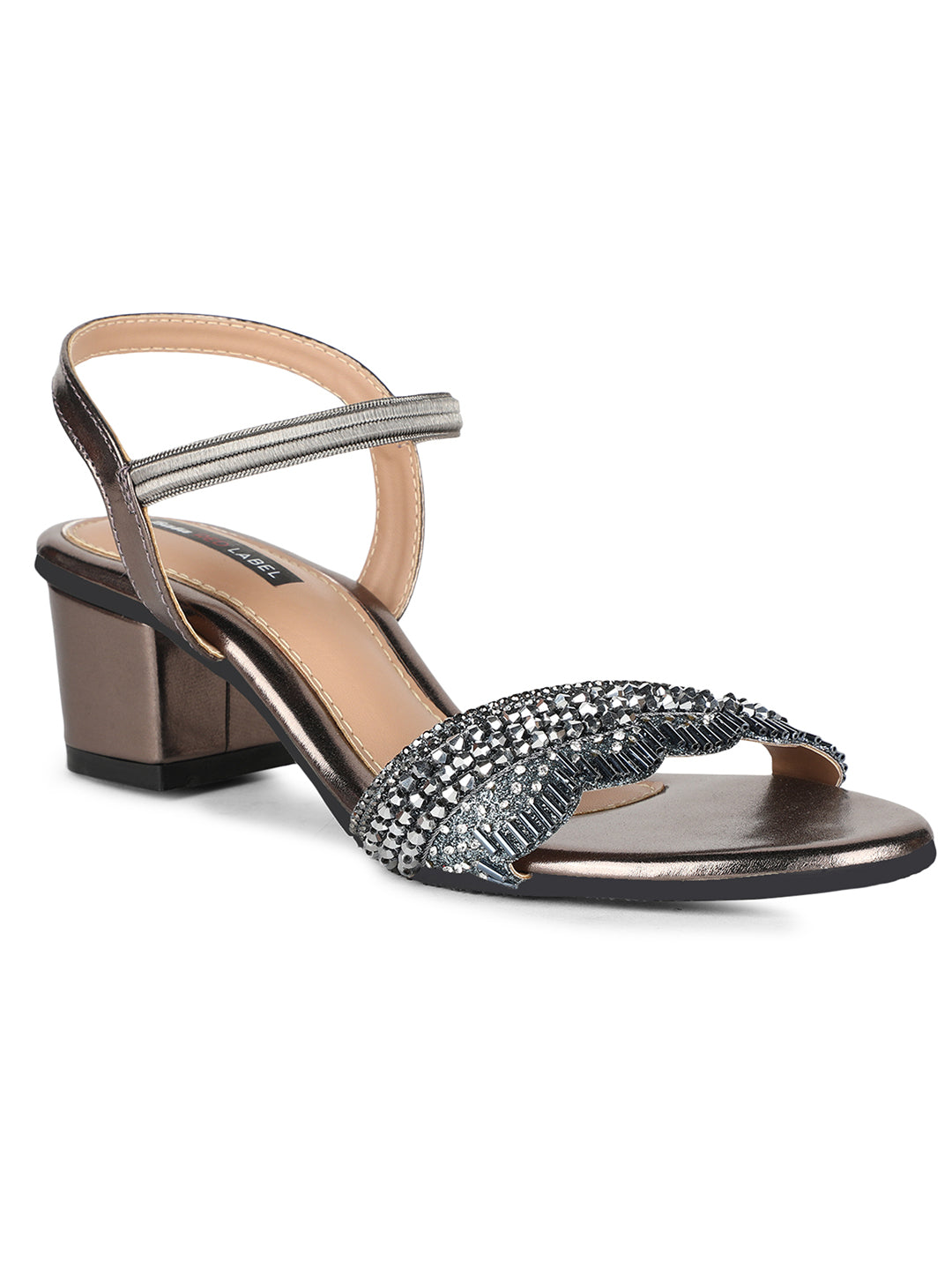 Bata Women Gunmetal Ankle Strap Block Heel Sandal - Gunmetal - View 1