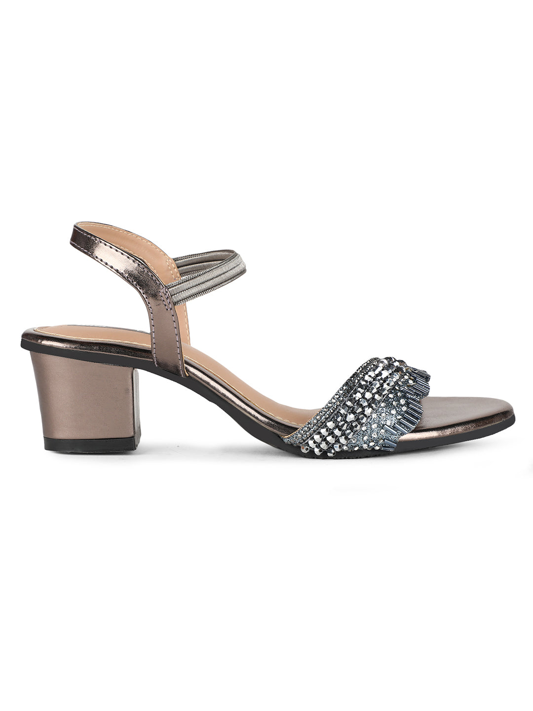 Bata Women Gunmetal Ankle Strap Block Heel Sandal - Gunmetal - View 2