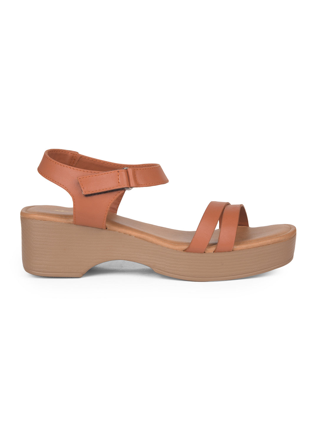 Bata Women Tan Ankle Strap Wedge Heel Sandal - Tan - View 2