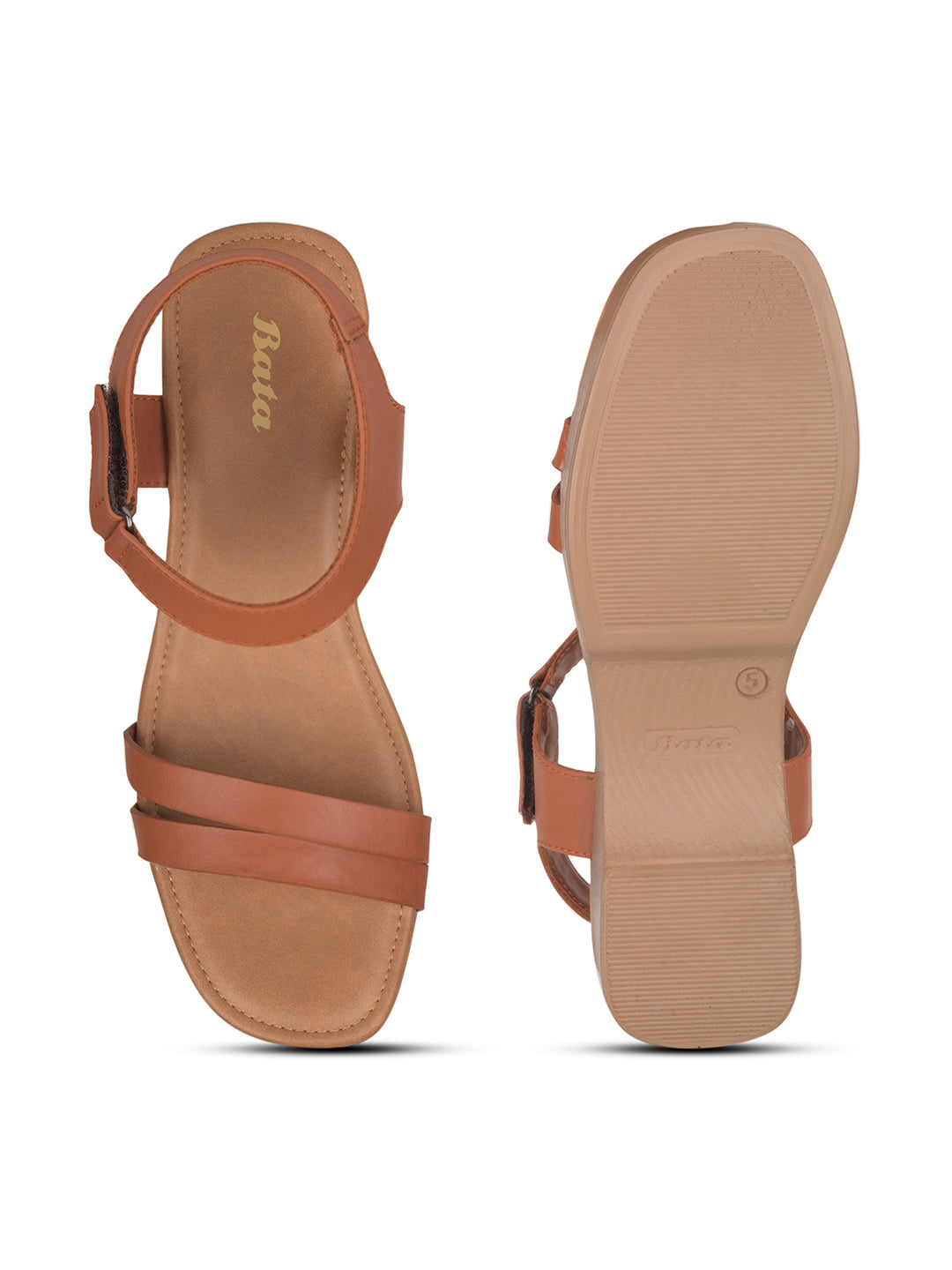Bata Women Tan Ankle Strap Wedge Heel Sandal - Tan - View 4