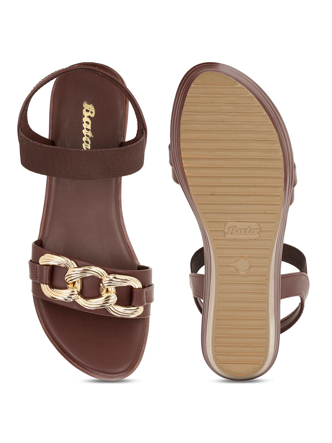 Bata Women Maroon BackStrap Wedge Heel Sandal - Maroon - View 4