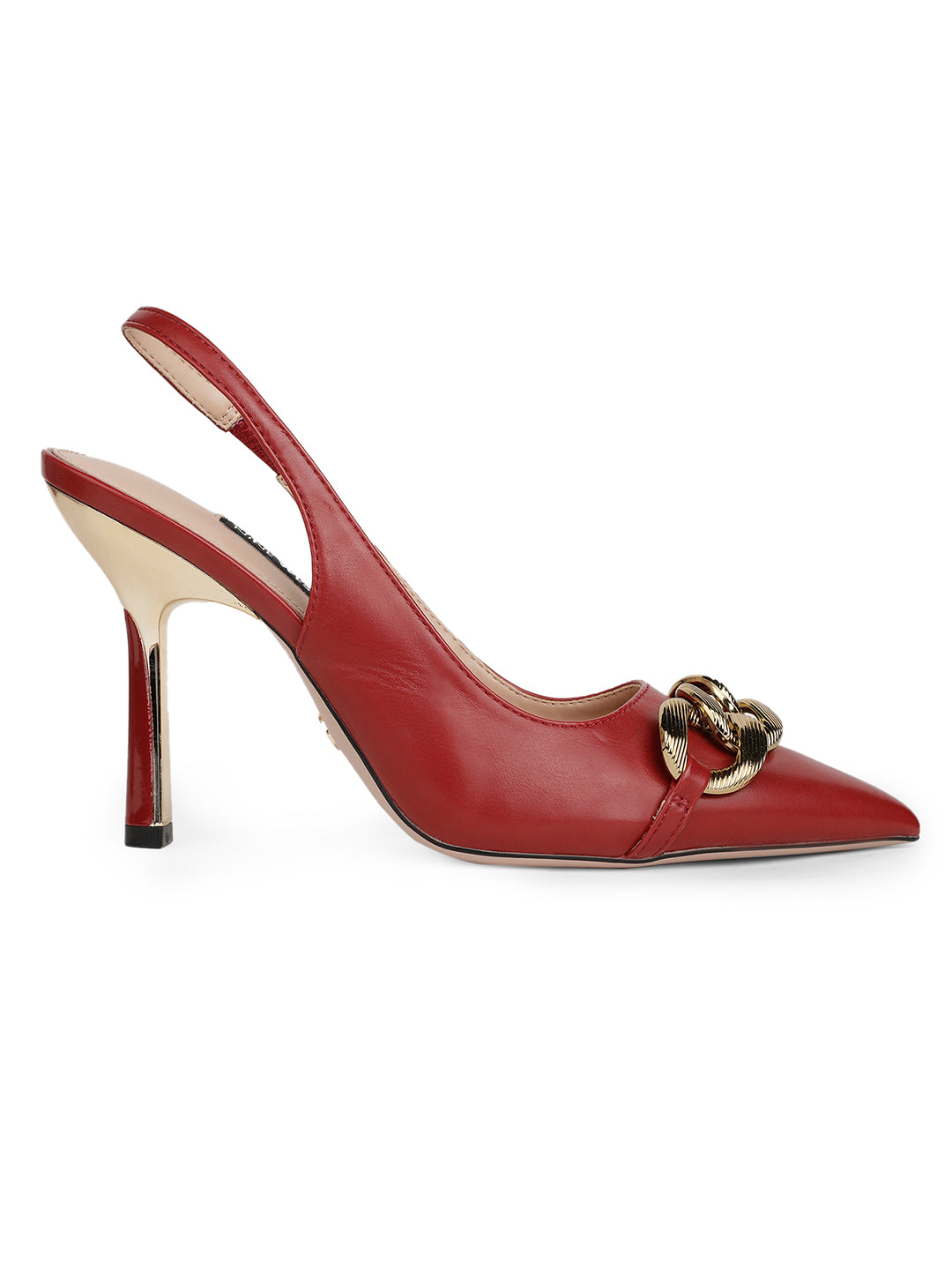 Nine West Women Pointed-Toe Slingback Kitten Heel Pump - Red - View 2
