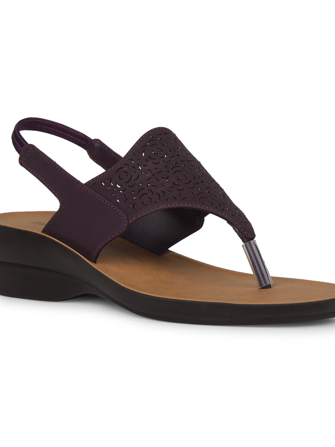 Bata Women Maroon BackStrap Wedge Heel Sandal - Maroon - View 5