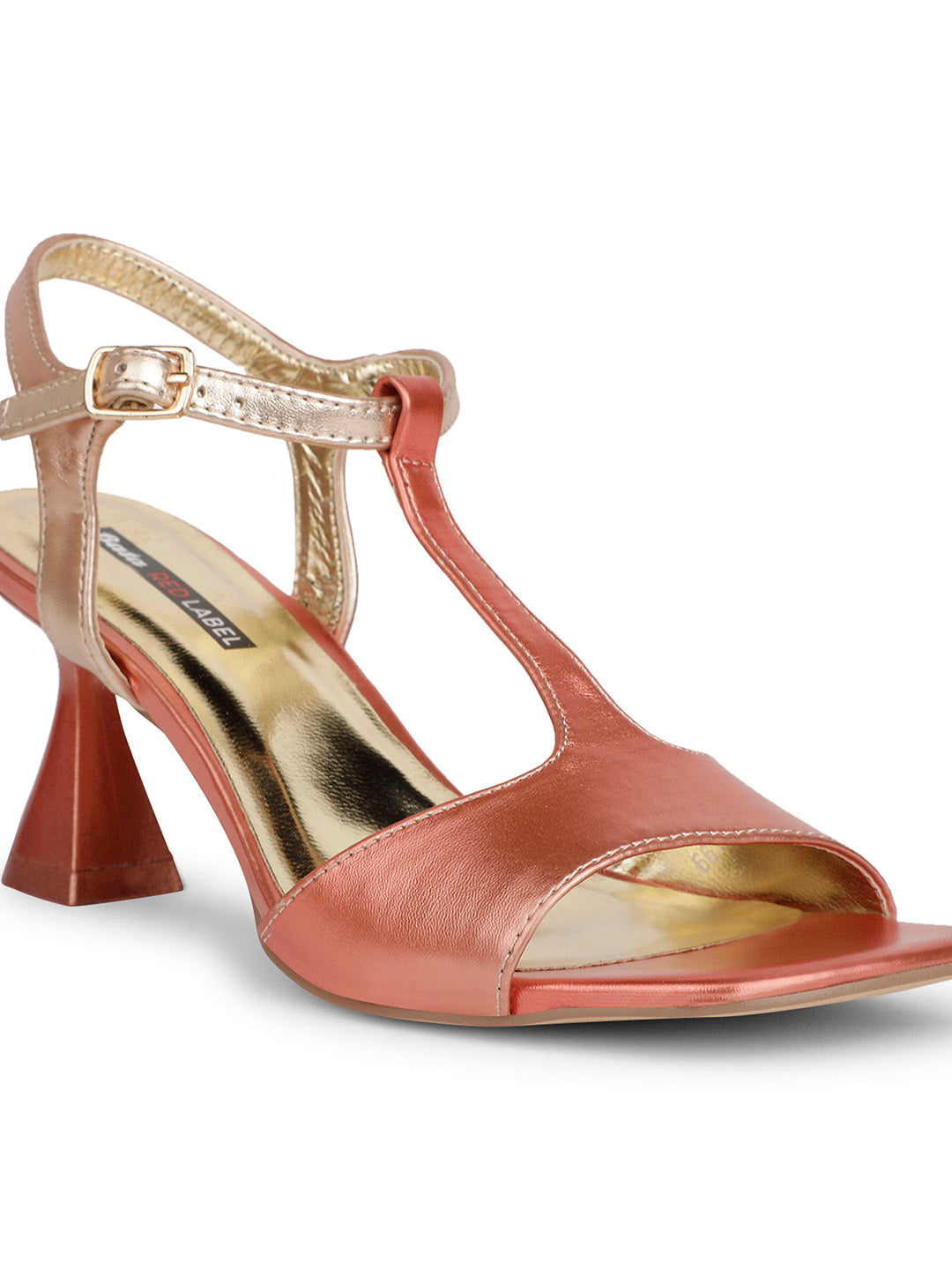 Bata Women Rose Gold Ankle Strap Spool Heel Sandal - Rose Gold - View 5