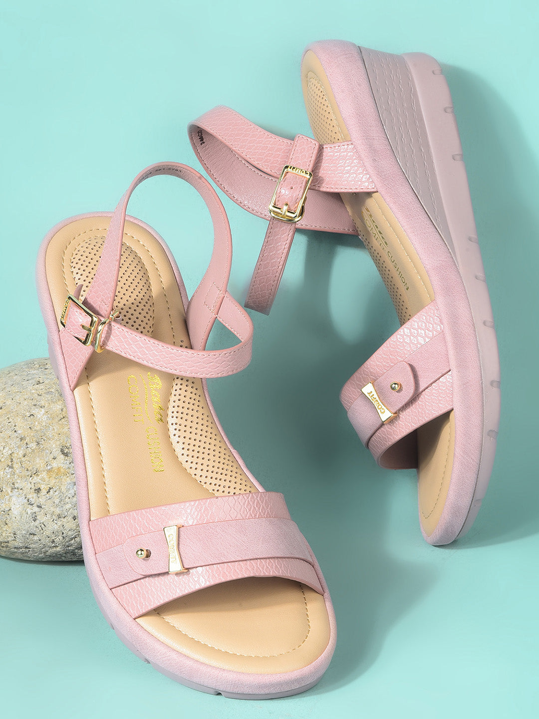 Bata Comfit Women Pink Ankle Strap Wedge Heel Sandal - Pink - View 6