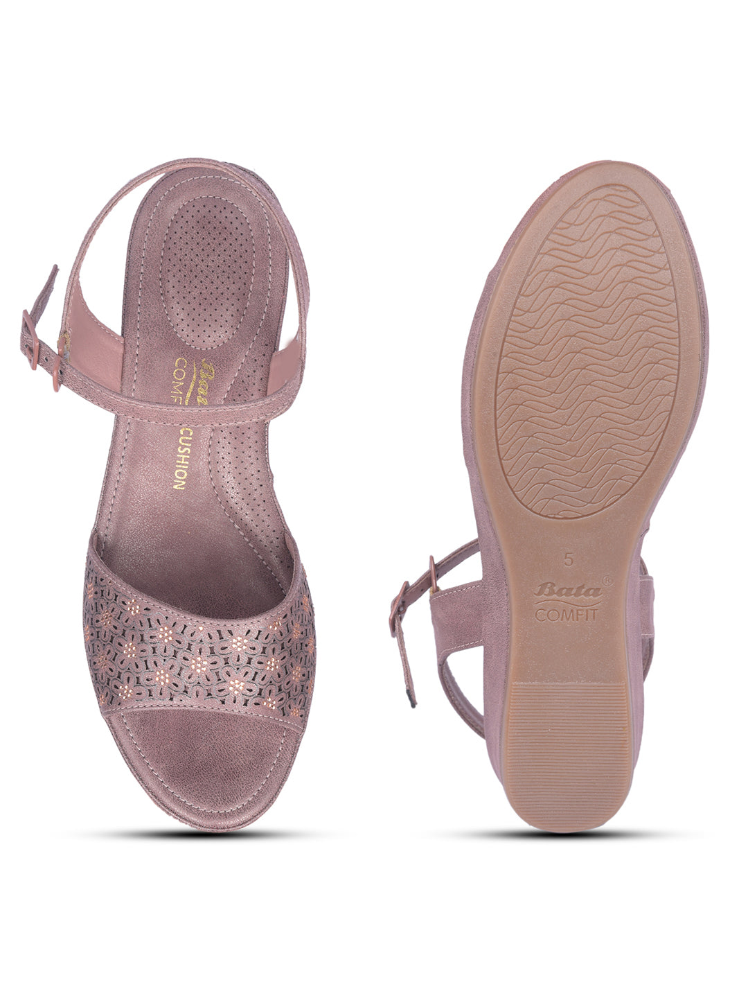 Bata Comfit Women Pink Ankle Strap Wedge Heel Sandal - Pink - View 4