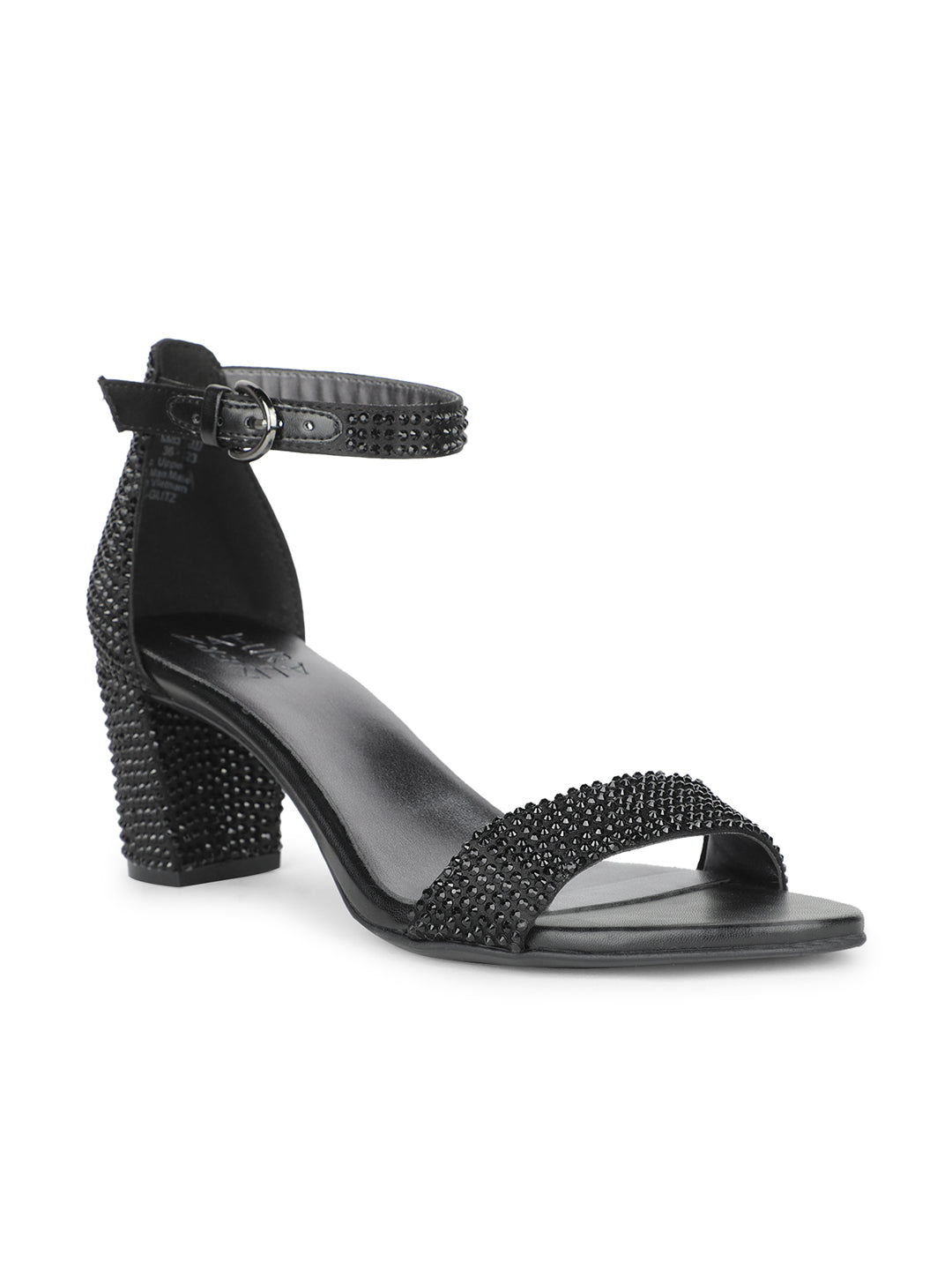 Naturalizer Women Black Ankle Strap Block Heel Sandal - Black - View 1