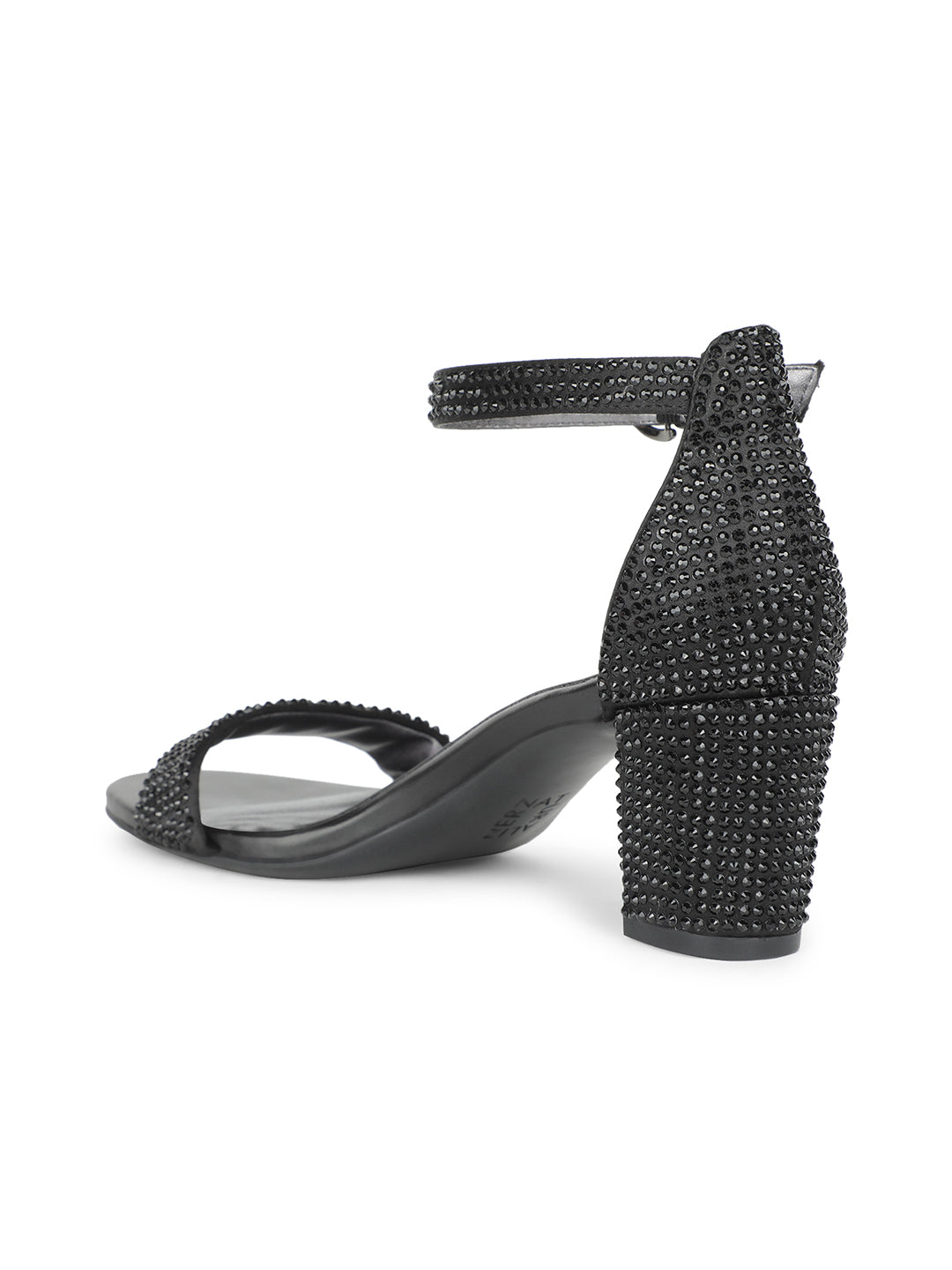 Naturalizer Women Black Ankle Strap Block Heel Sandal - Black - View 3
