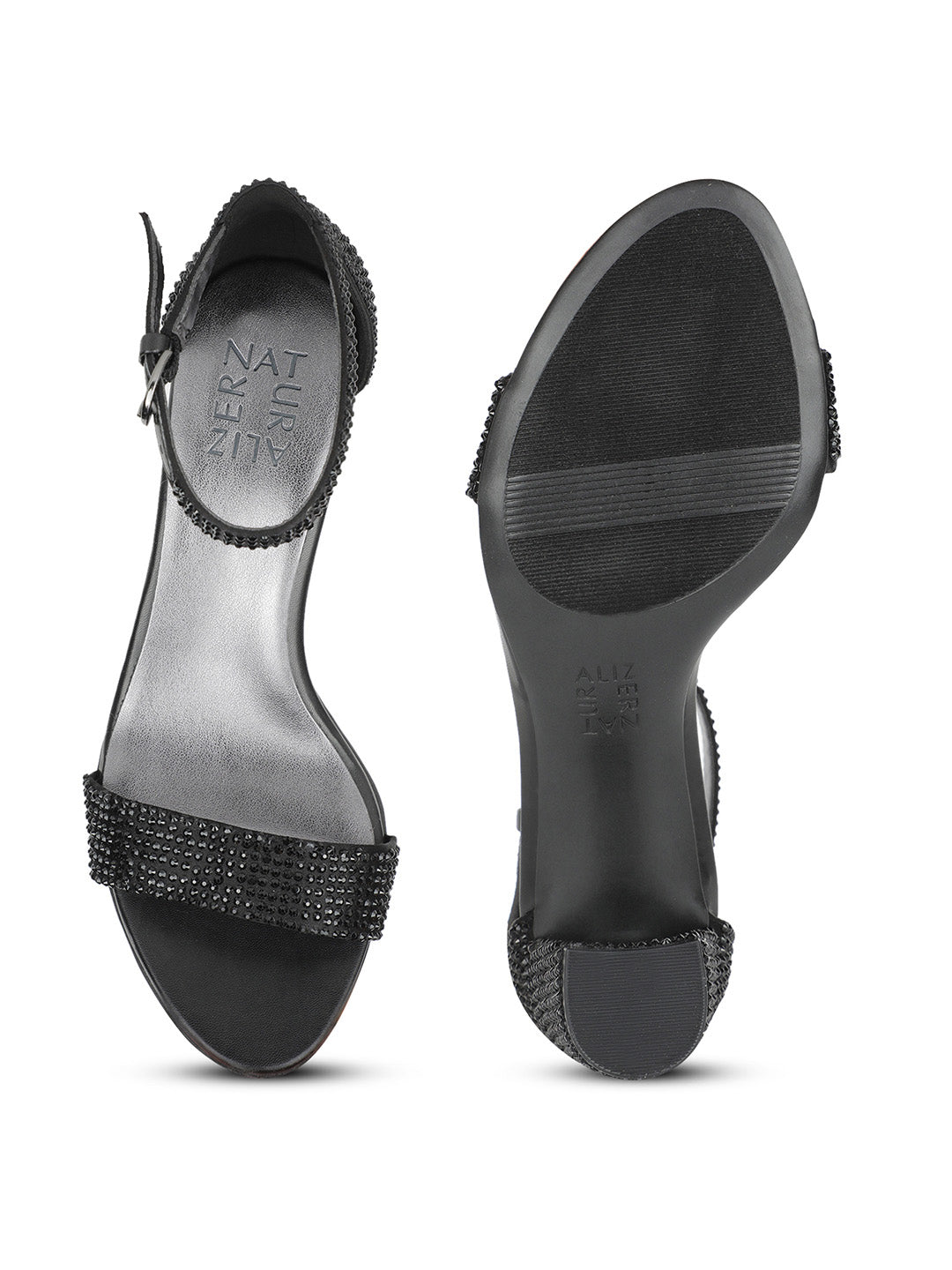 Naturalizer Women Black Ankle Strap Block Heel Sandal - Black - View 4
