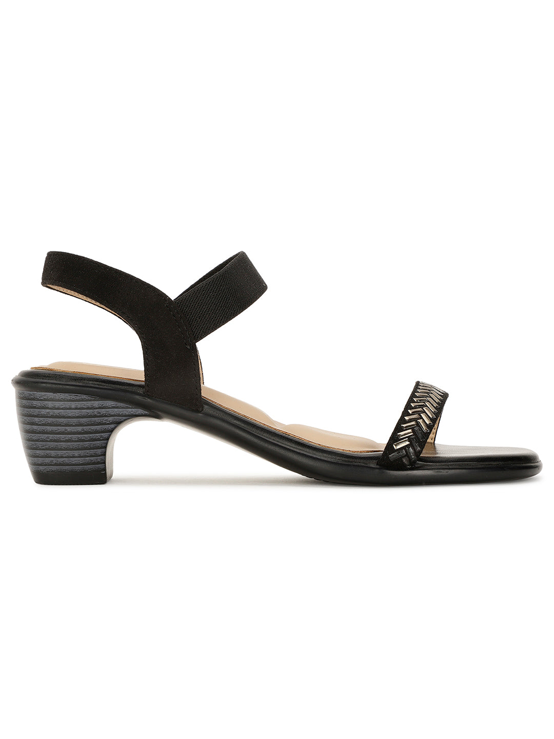 Bata Women Black BackStrap Block Heel Sandal - Black - View 2