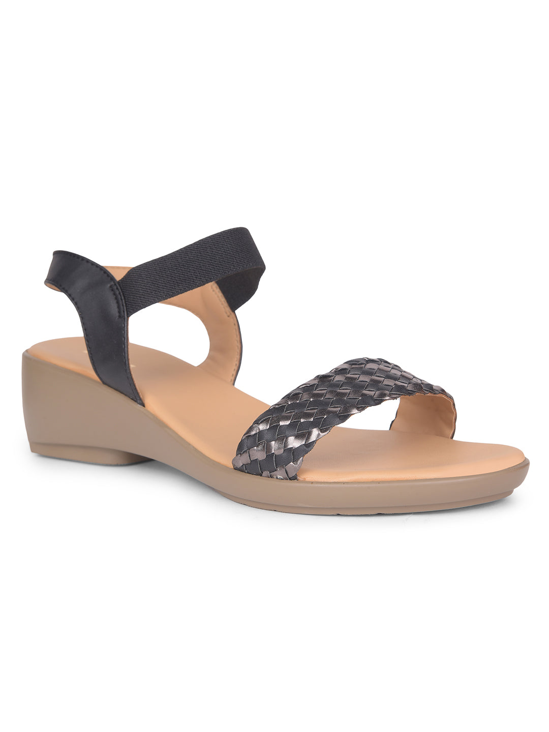 Bata Women Black Ankle Strap Wedge Heel Sandal - Black - View 1