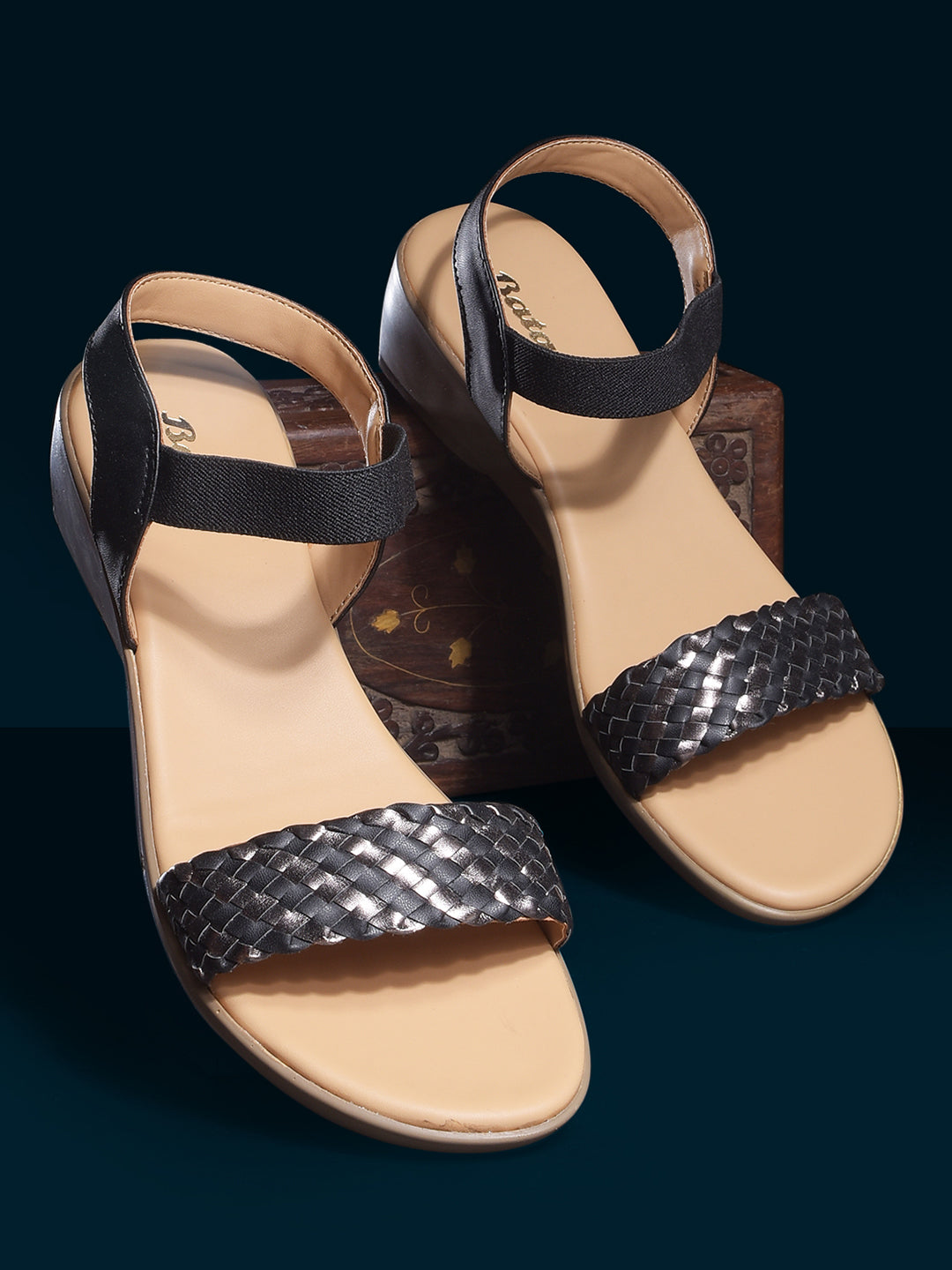 Bata Women Black Ankle Strap Wedge Heel Sandal - Black - View 6