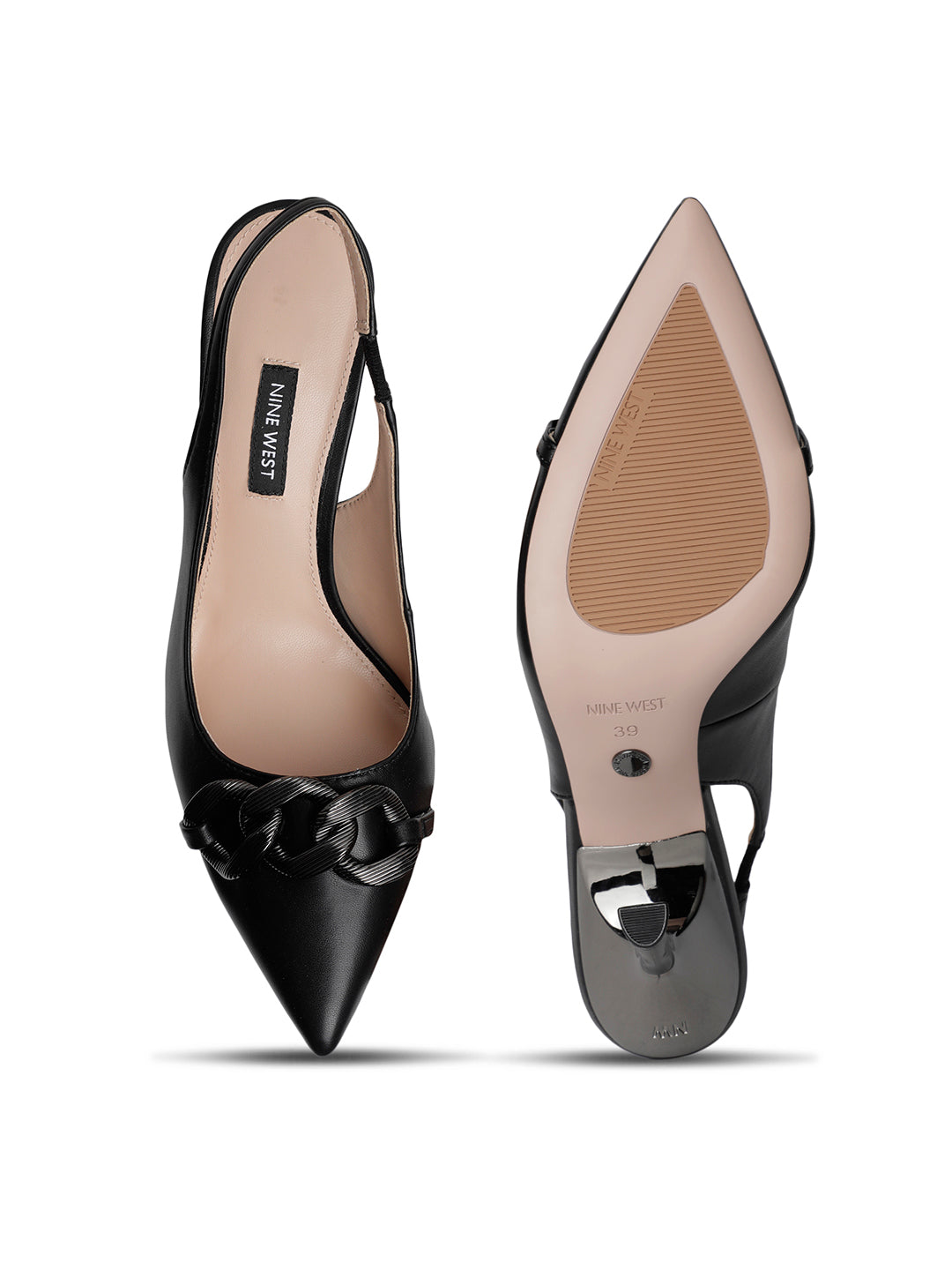 Nine West Women Pointed-Toe Stiletto Heel Slingback Sandal - Black - View 4