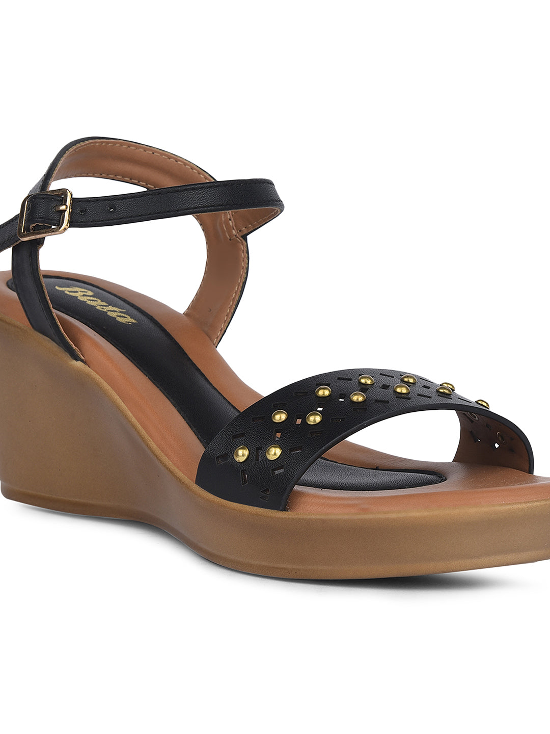 Bata Women Black Ankle Strap Wedge Heel Sandal - Black - View 5
