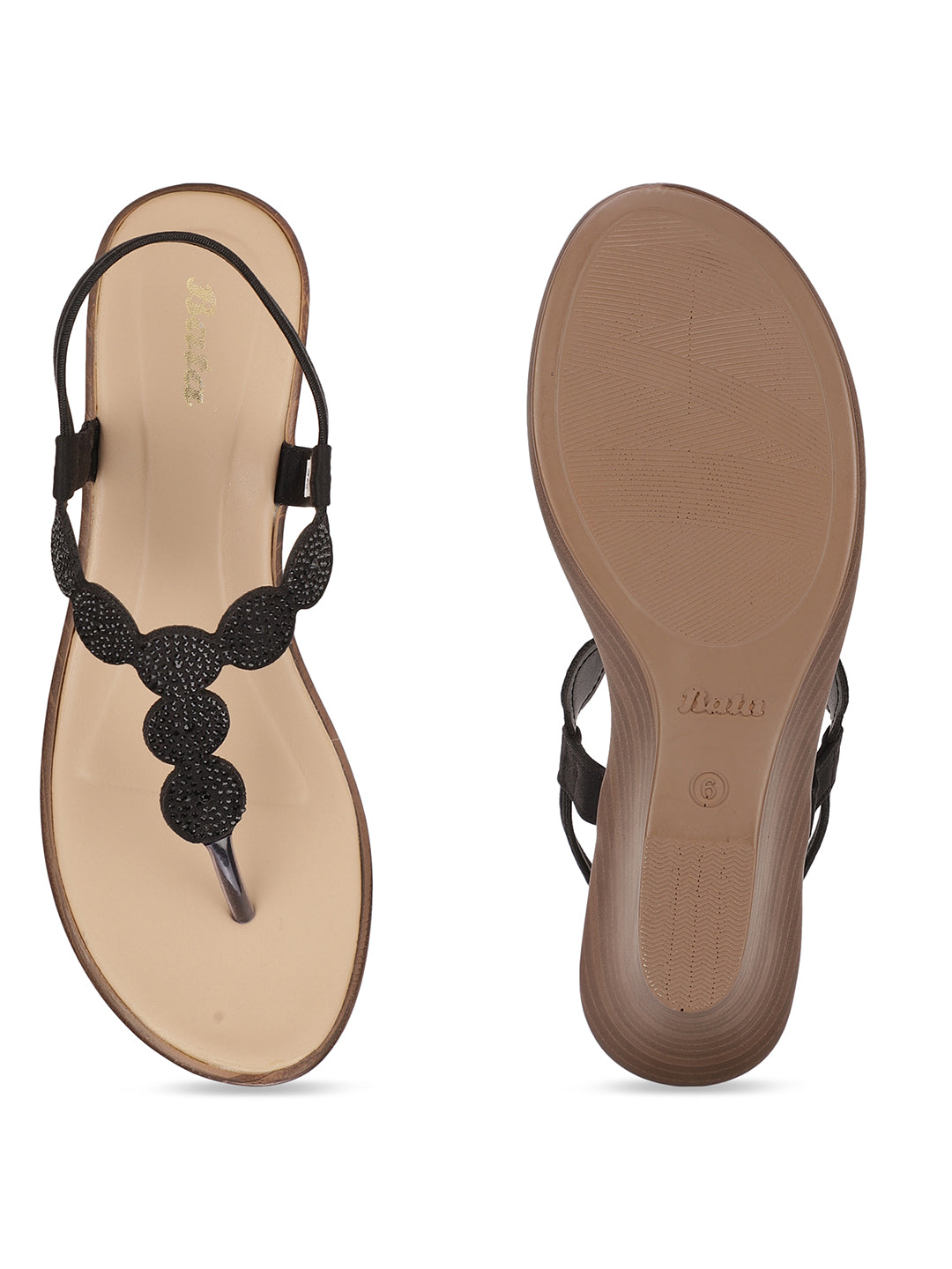Bata Women Black BackStrap Wedge Heel Sandal - Black - View 4