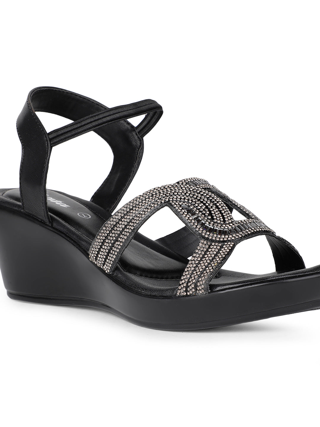 Bata Women Black Ankle Strap Wedge Heel Sandal - Black - View 5